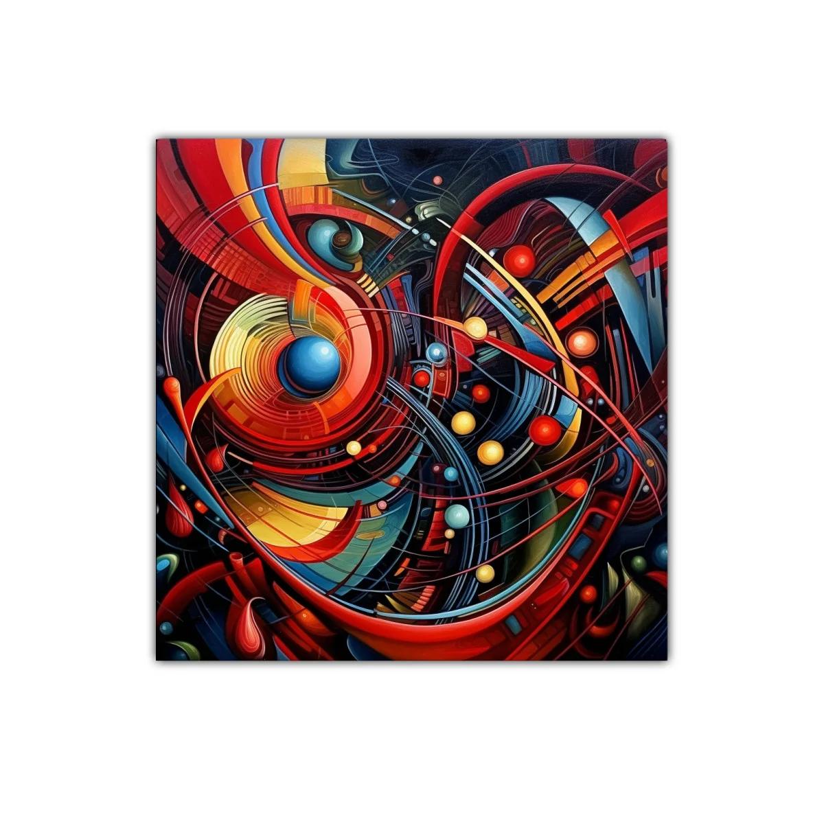 Cuadro abstracto con formas y colores vibrantes
