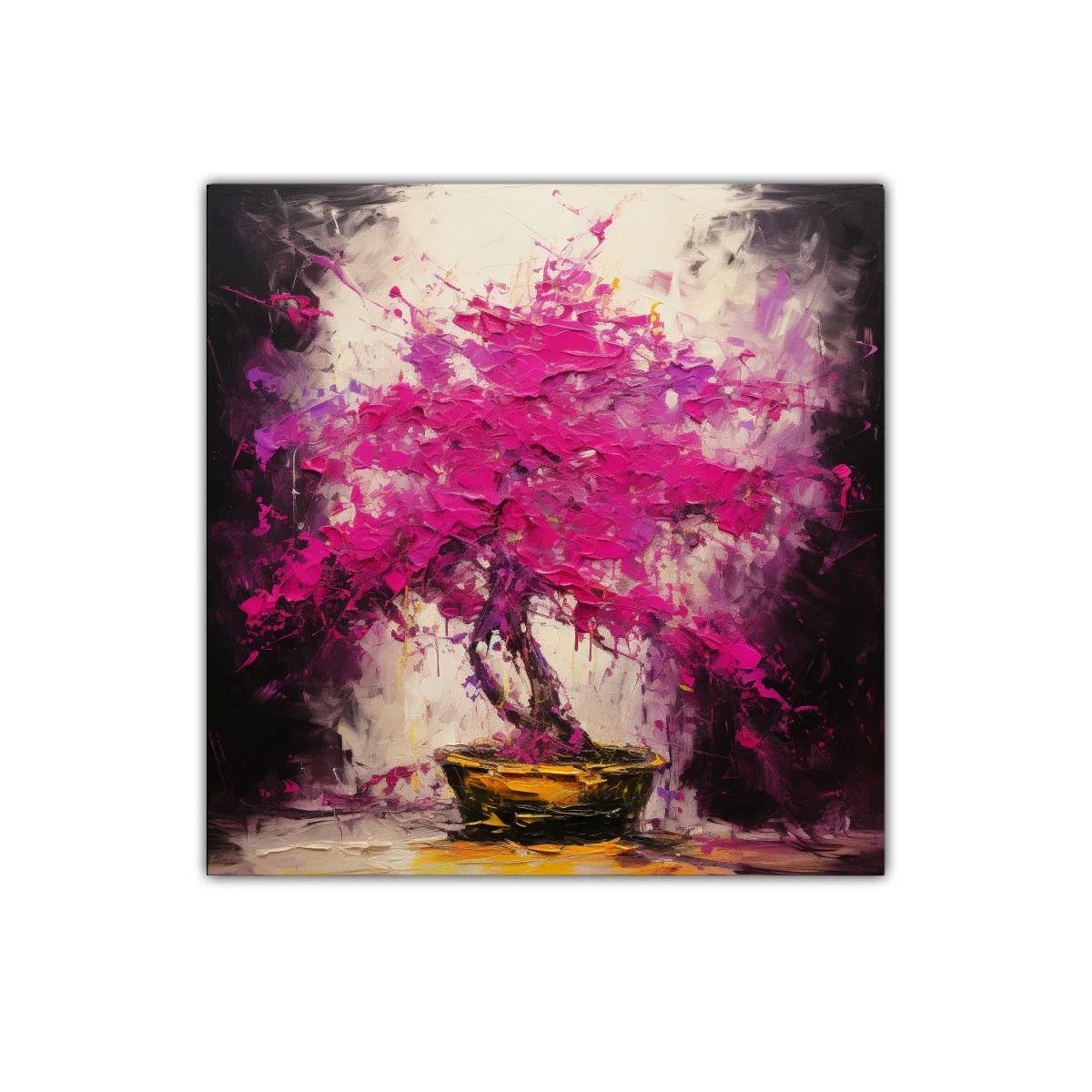 Cuadro decorativo con árbol de flores en tonos fucsia vibrante — imagen principal