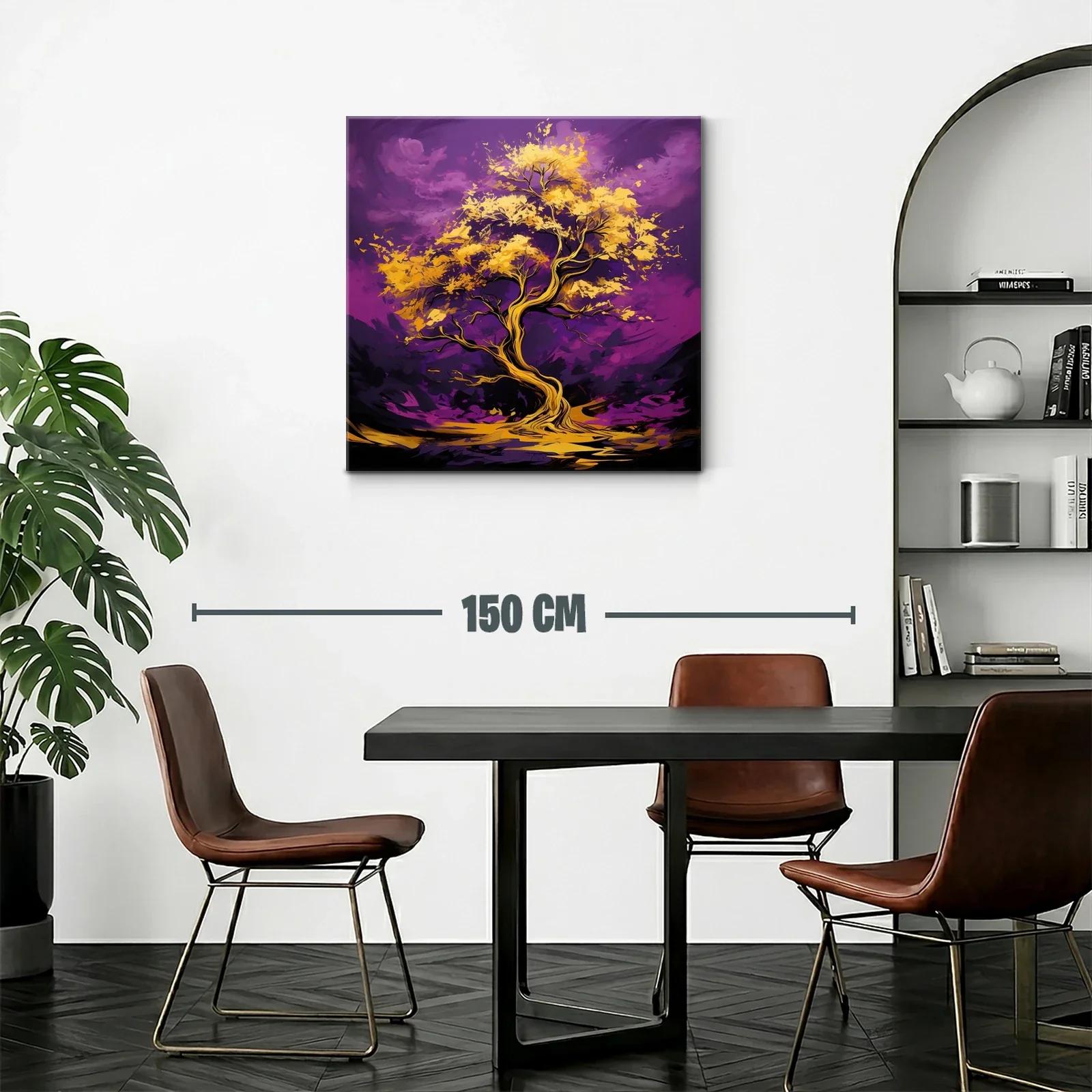 Árbol dorado sobre fondo púrpura vibrante — miniatura 2