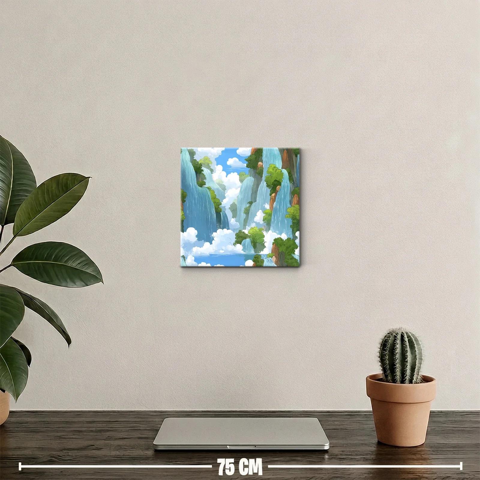 Paisaje de cascadas entre nubes y vegetación frondosa — miniatura 2