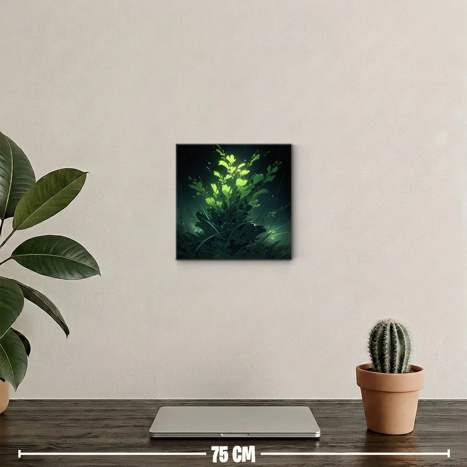 Cuadro decorativo con planta iluminada en tonos verdes — miniatura 2
