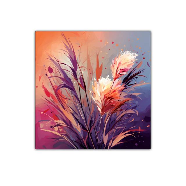 Composición abstracta de flores en tonos cálidos y fríos