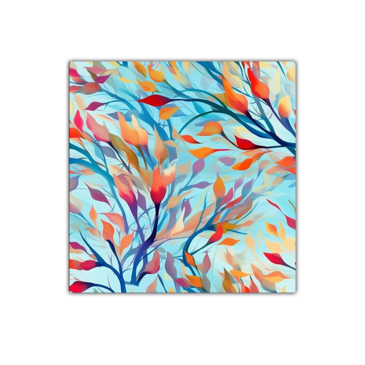 Cuadro decorativo con hojas vibrantes y trazos dinámicos — imagen principal