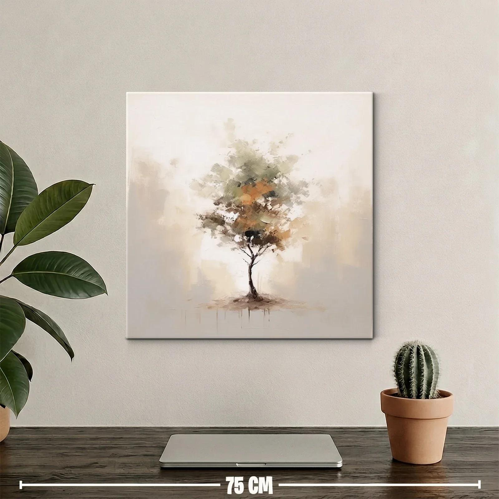 Cuadro abstracto de árbol con tonos neutros y tierra — miniatura 2
