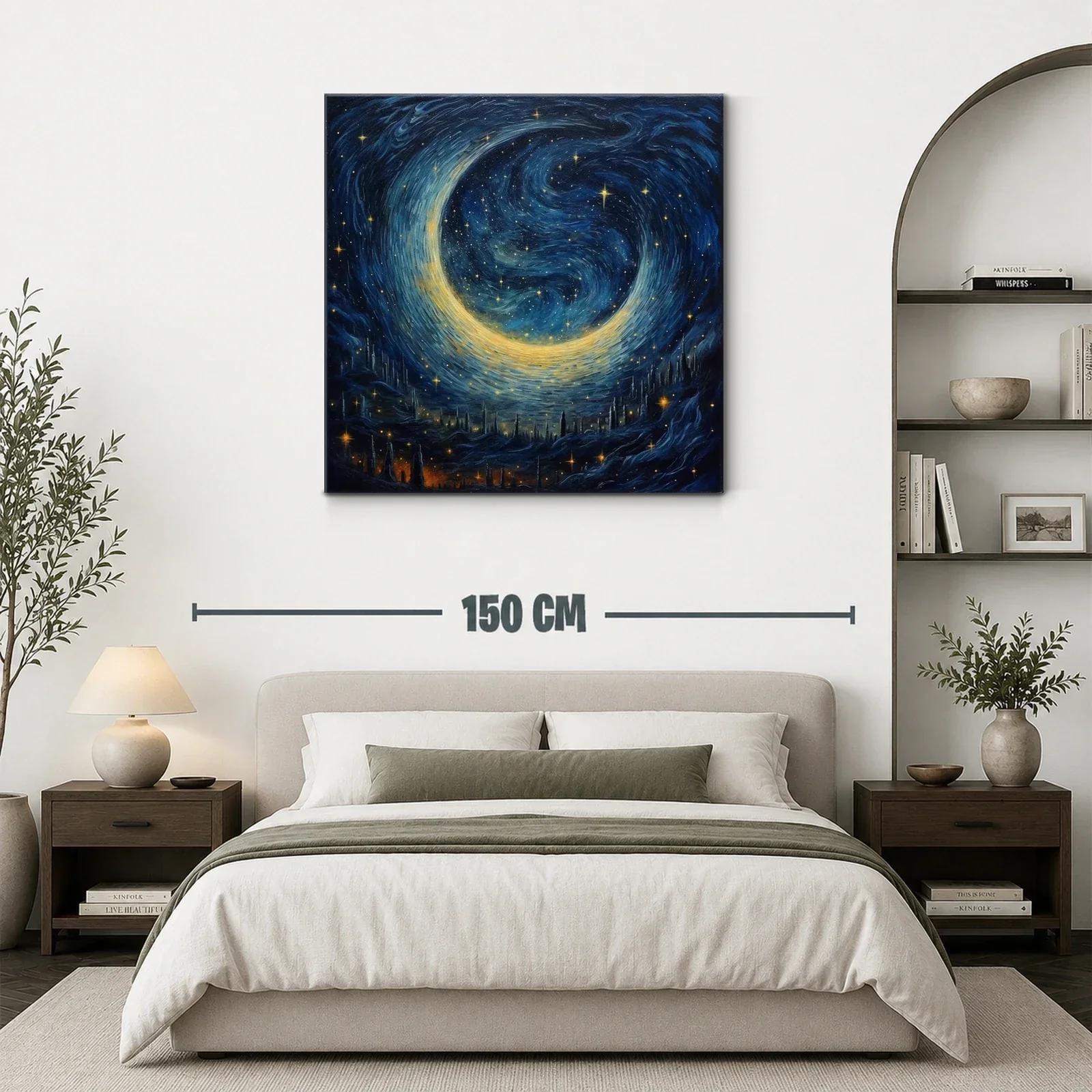 Inspirador cielo estrellado con luna brillante y galaxias en movimiento — miniatura 3