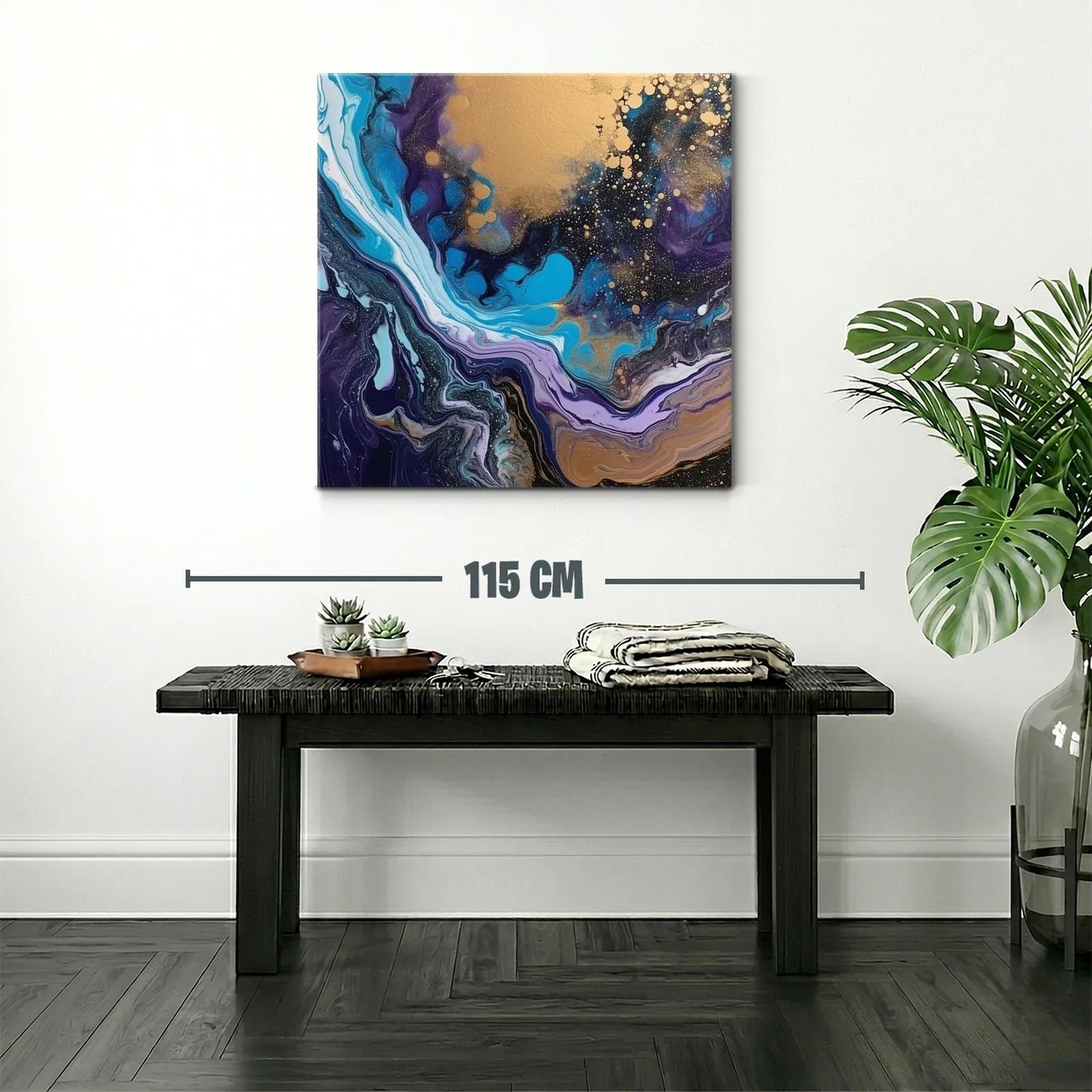 Composición abstracta en tonos azulados y dorados vibrantes — miniatura 2