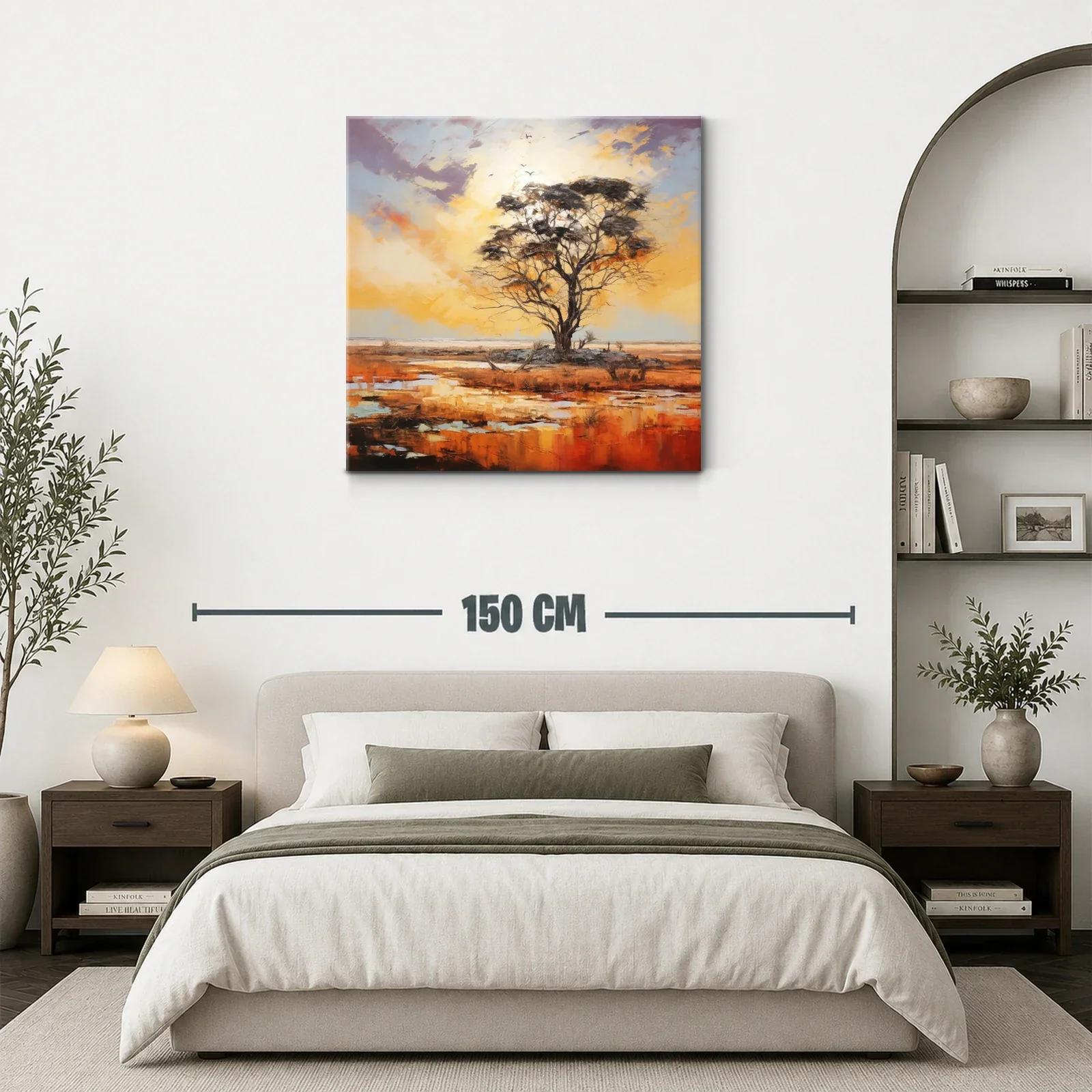 Solitaria silueta de árbol al atardecer en paisaje abierto — miniatura 3