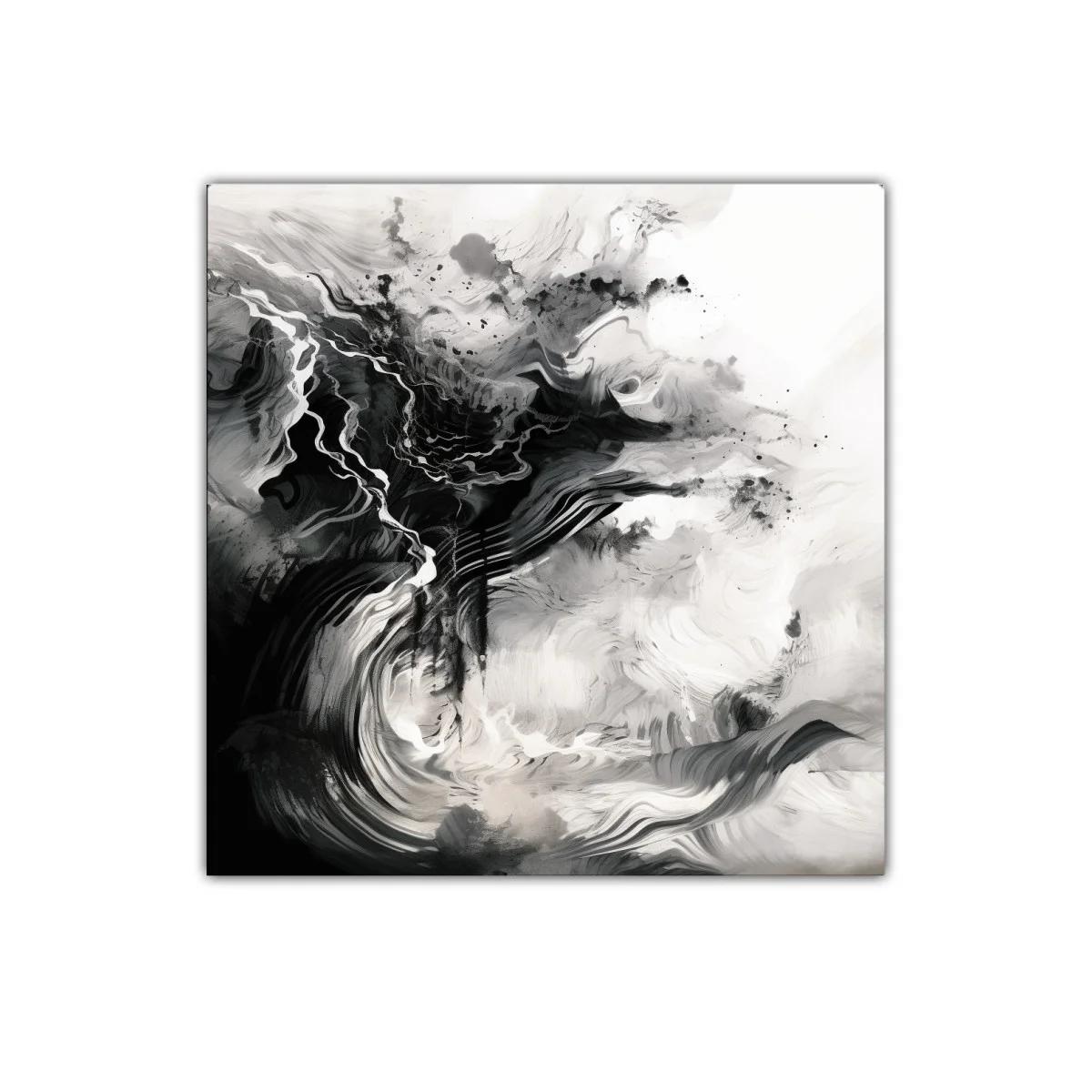 Cuadro abstracto en tonos monócromos con movimiento fluido — imagen principal