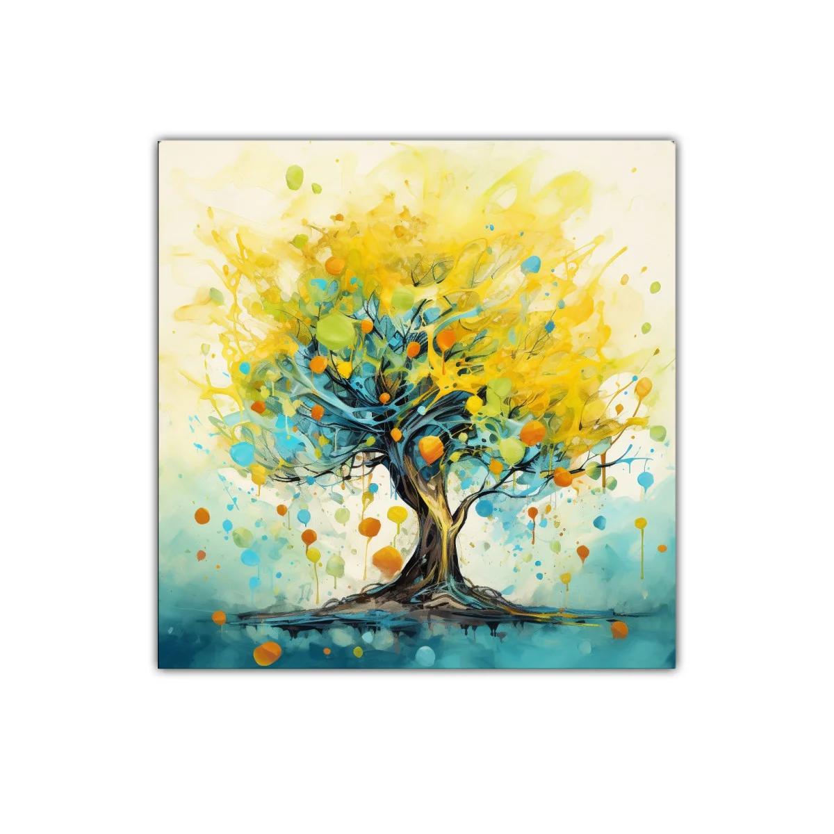 Cuadro árbol vibrante con colores energéticos y diseño moderno
