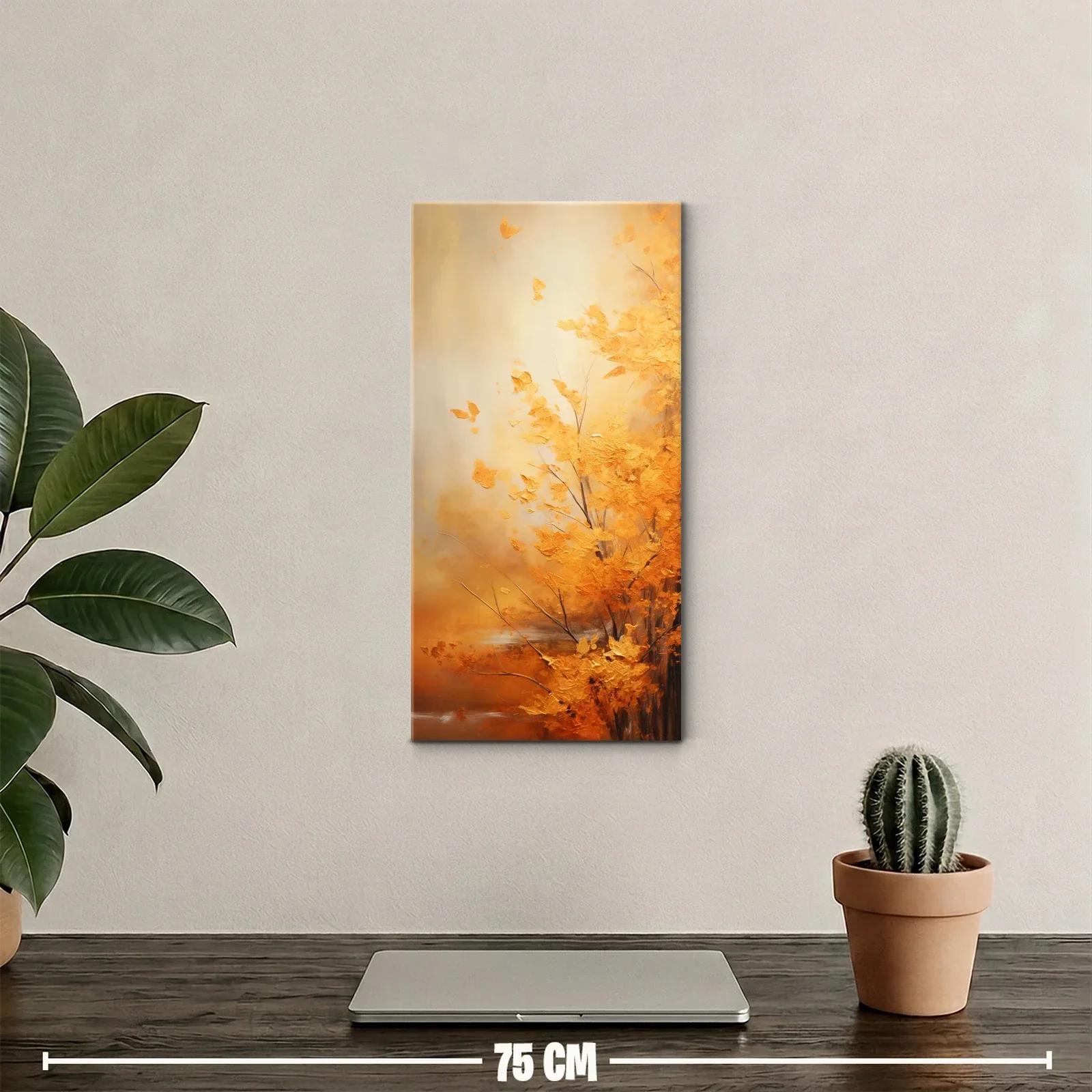 Cuadro arbusto de hojas doradas con fondo brumoso — miniatura 2