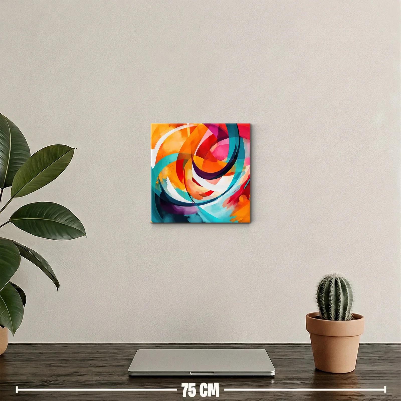 Cuadro abstracto con formas y colores vibrantes en movimiento — miniatura 2