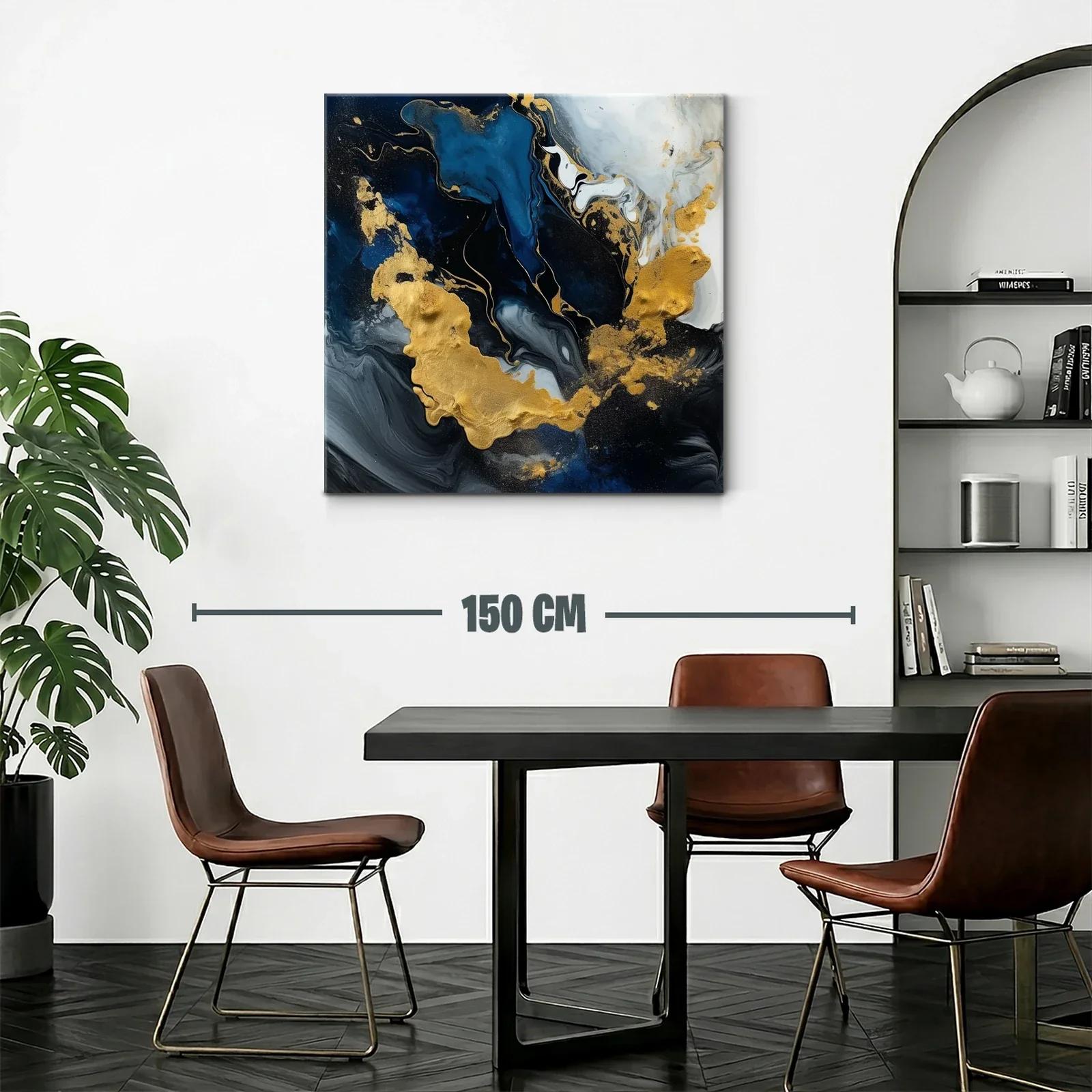 Composición abstracta en tonos azul y dorado brillante — miniatura 2