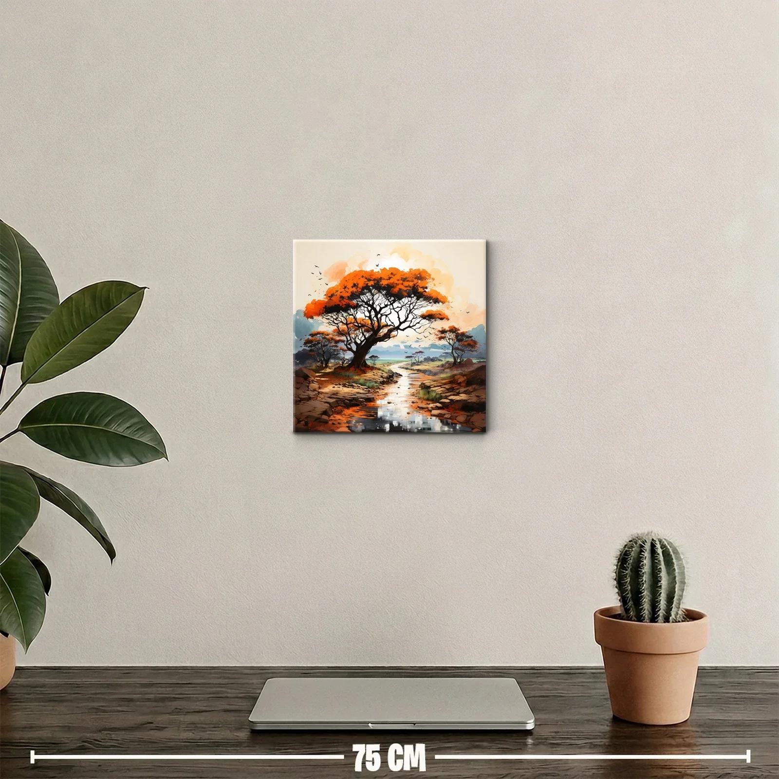 Paisaje sereno con árboles y río en tonos cálidos y naturales — miniatura 2
