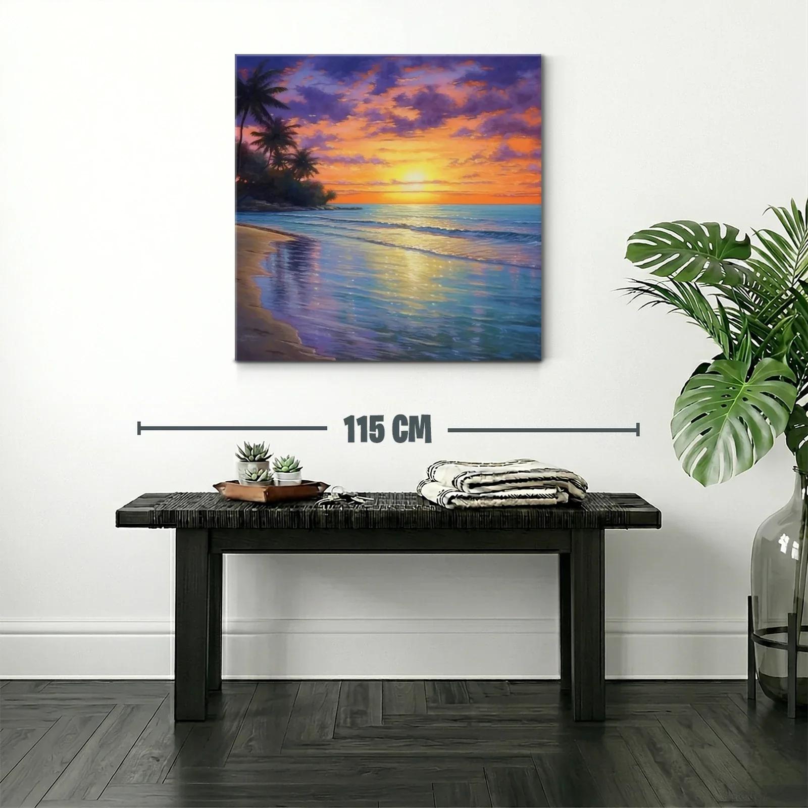 Atardecer tropical con palmeras y reflejos marinos — miniatura 2