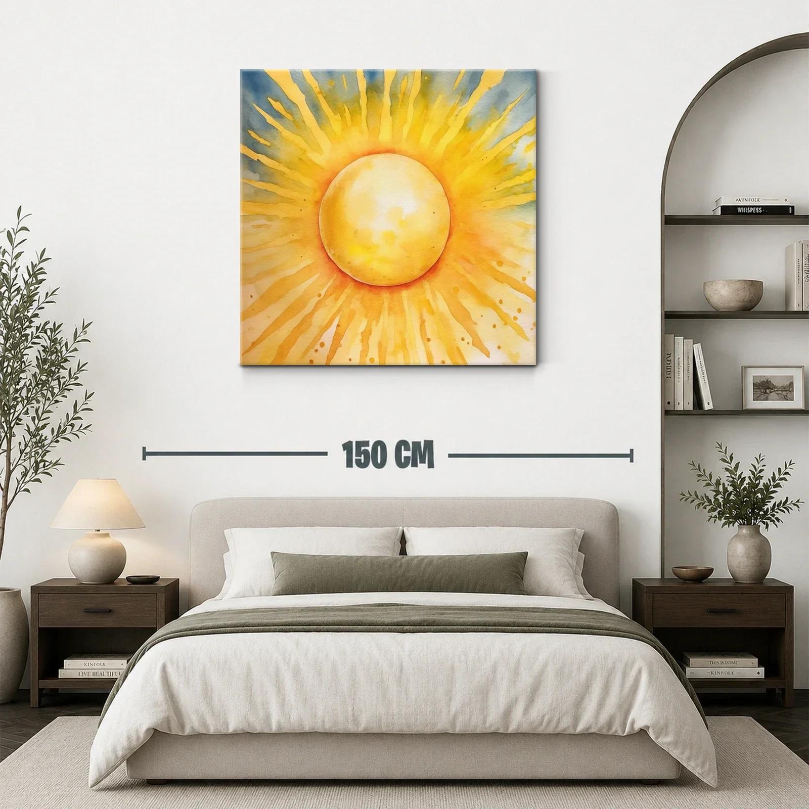 Cuadro vibrante con sol radiante en tonos cálidos — miniatura 3