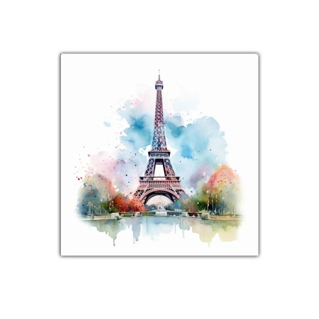 Elegancia parisina en acuarela con tonos vibrantes