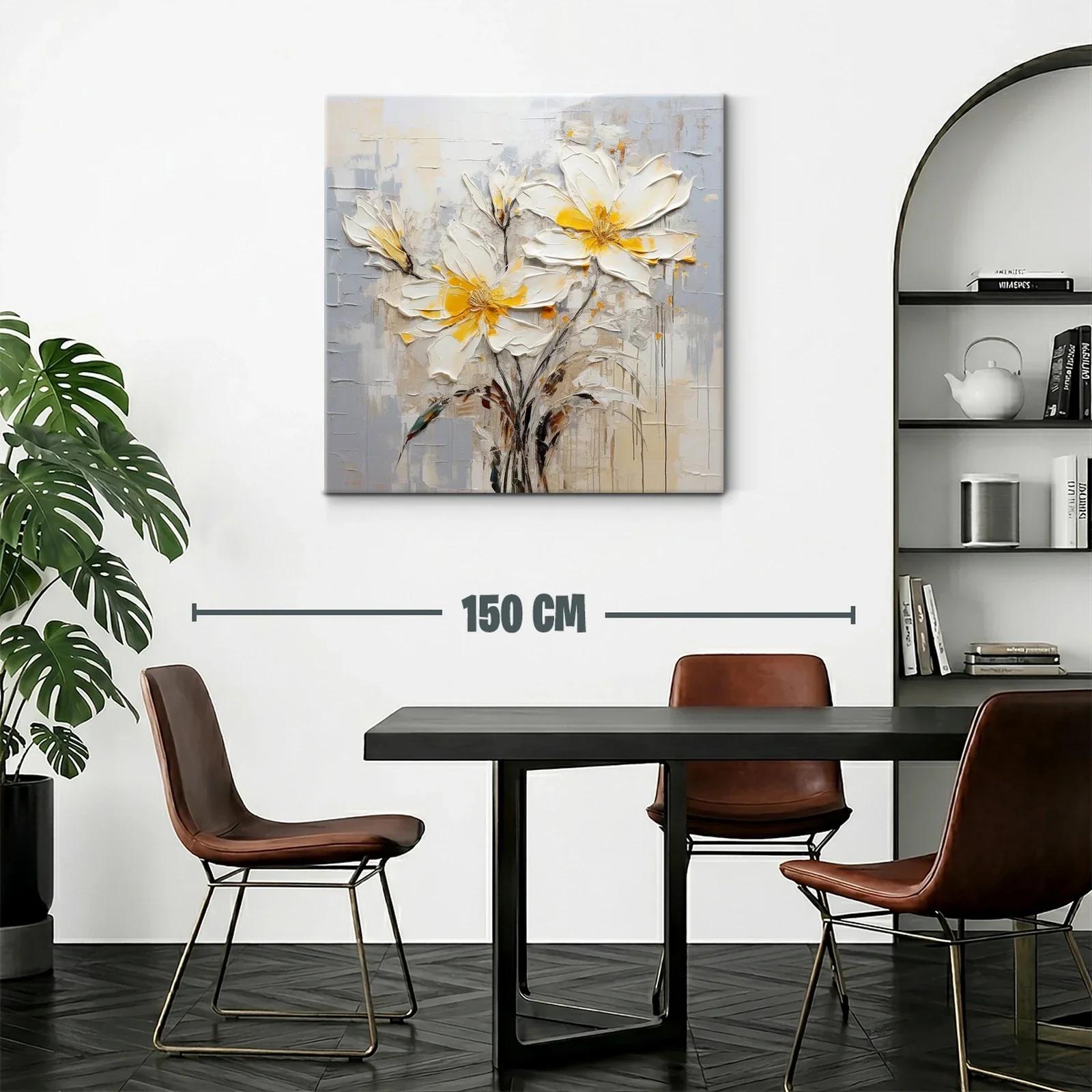 Flores blancas con toques amarillos sobre fondo neutro — miniatura 2