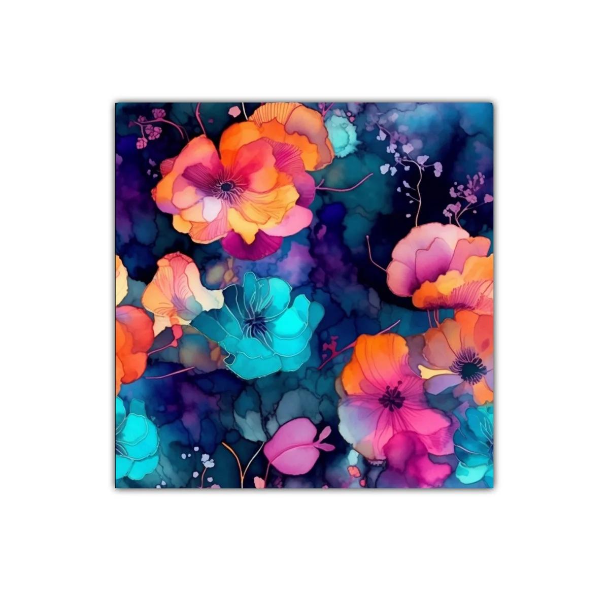 Cuadro Floral con Colores Vibrantes y Contrastes Profundos — imagen principal