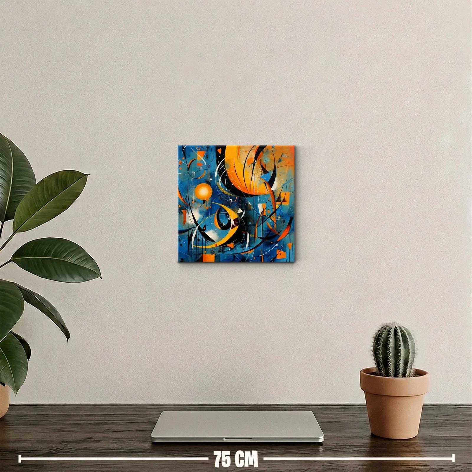 Composición dinámica en tonos azul y naranja vibrante — miniatura 2