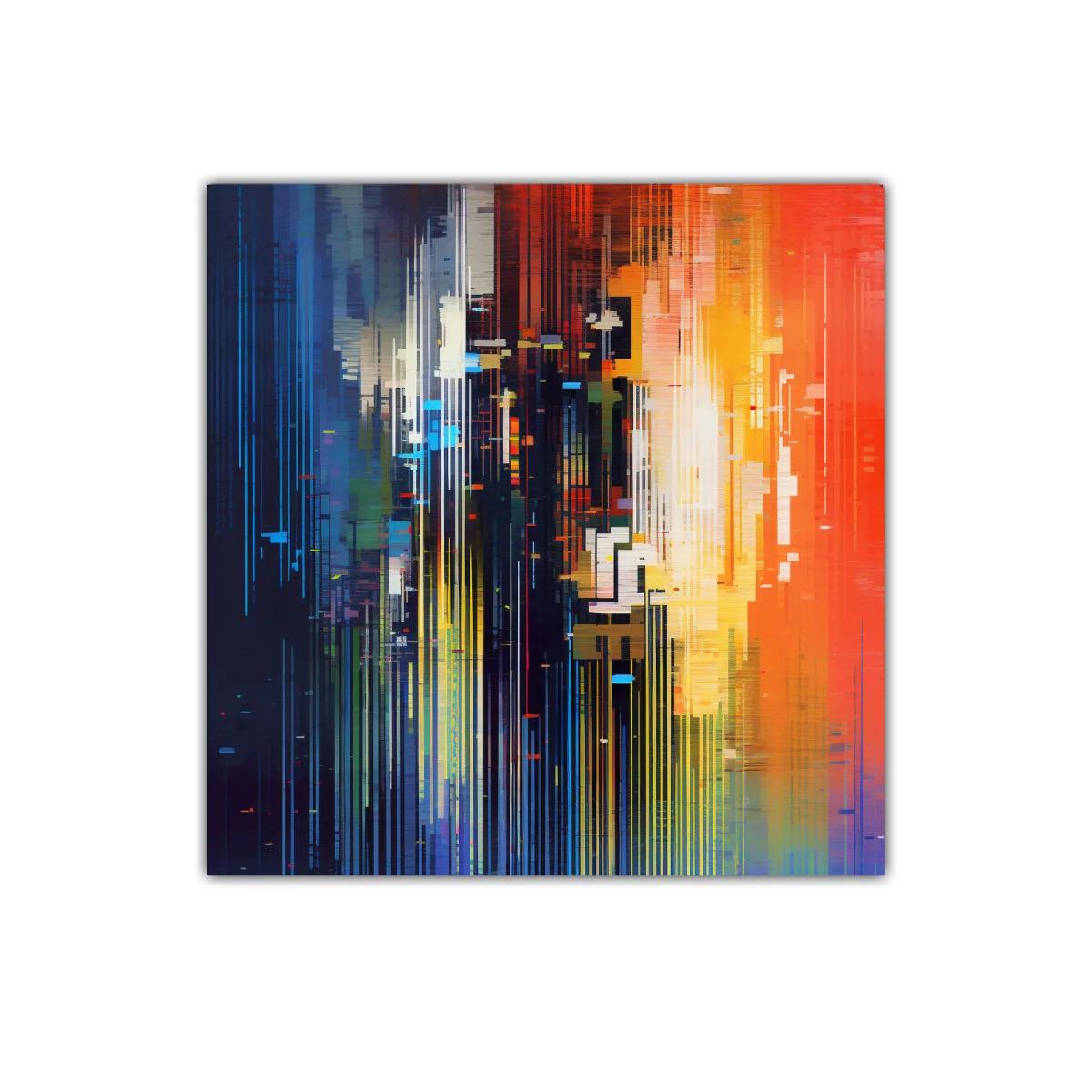 Cuadro abstracto con líneas verticales de colores vibrantes — miniatura 1