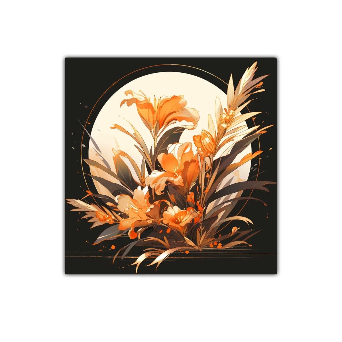 Composición floral brillante con fondo circular luminoso