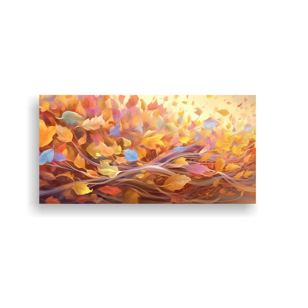Cuadro hojas de otoño con destellos de luz
