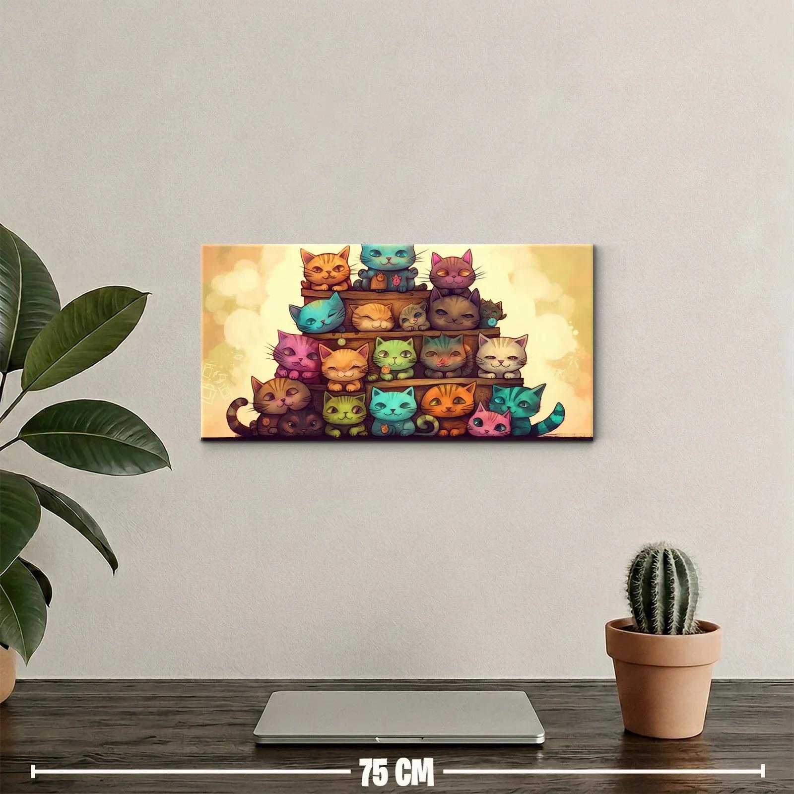 Cuadro grupo de gatos apilados en pirámide — miniatura 2