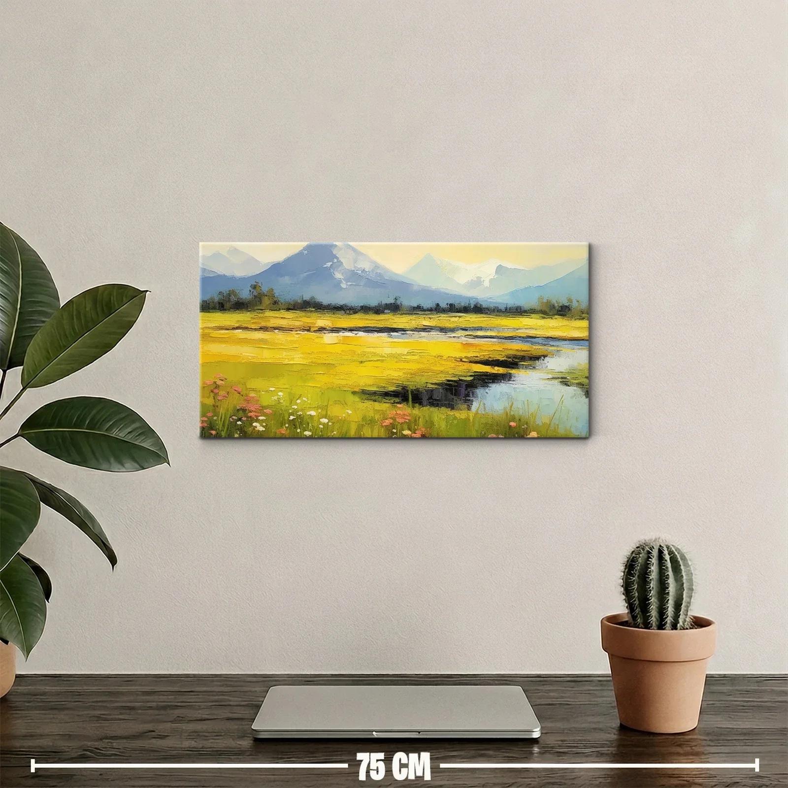 Cuadro paisaje de montaña con río serpenteante — miniatura 2