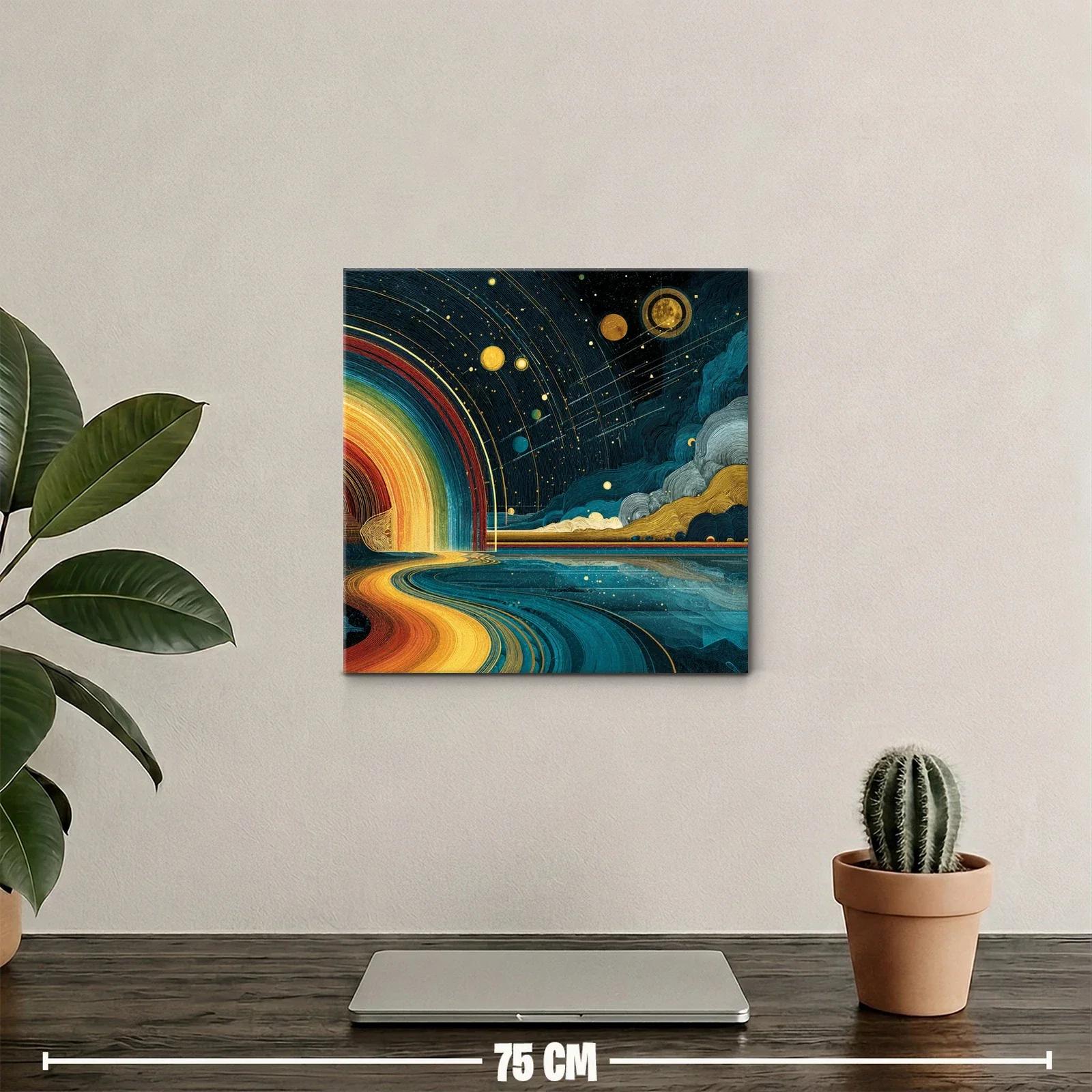 Paisaje cósmico con camino dorado y cielo estrellado — miniatura 2