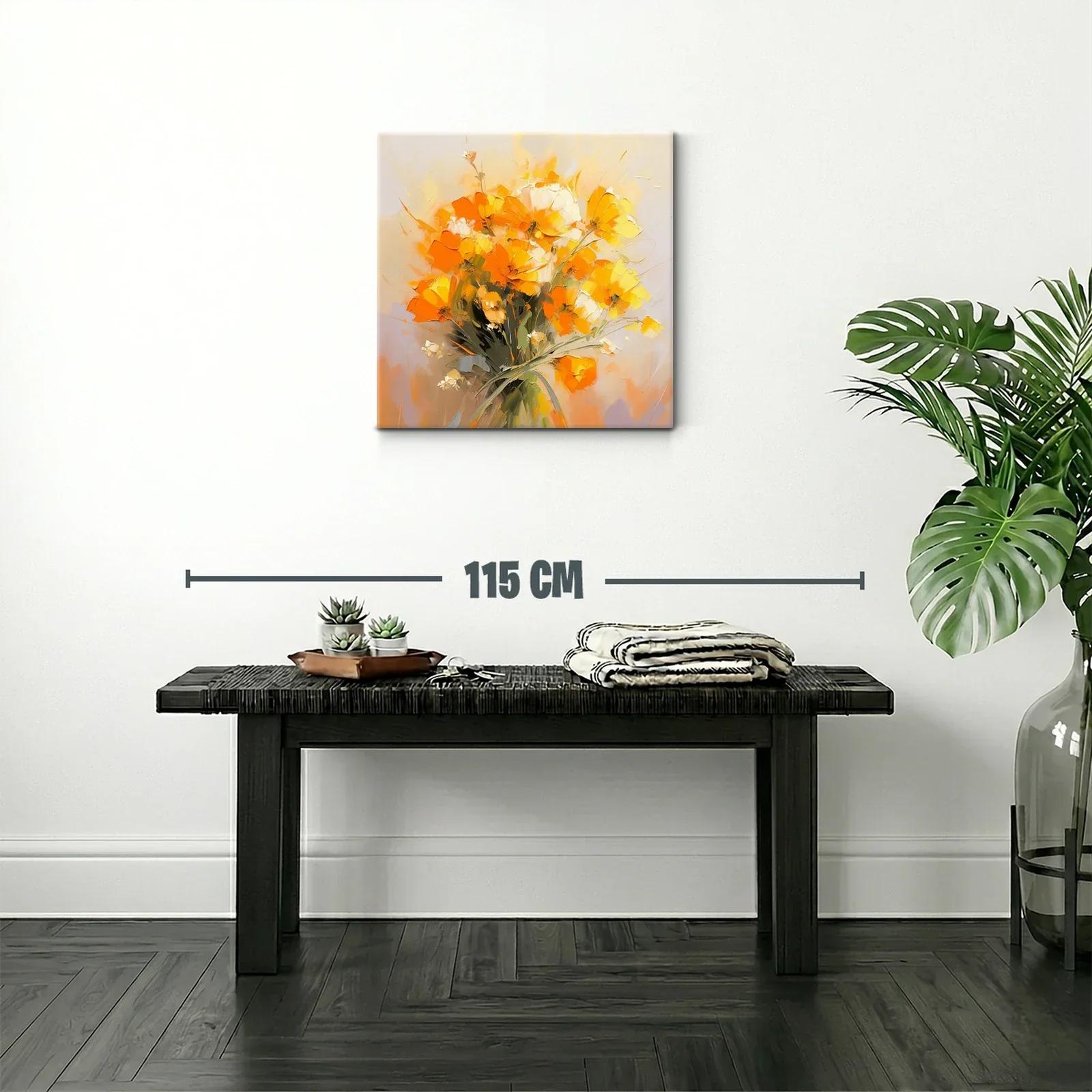 Cuadro floral vibrante en tonos naranja y amarillo — miniatura 2