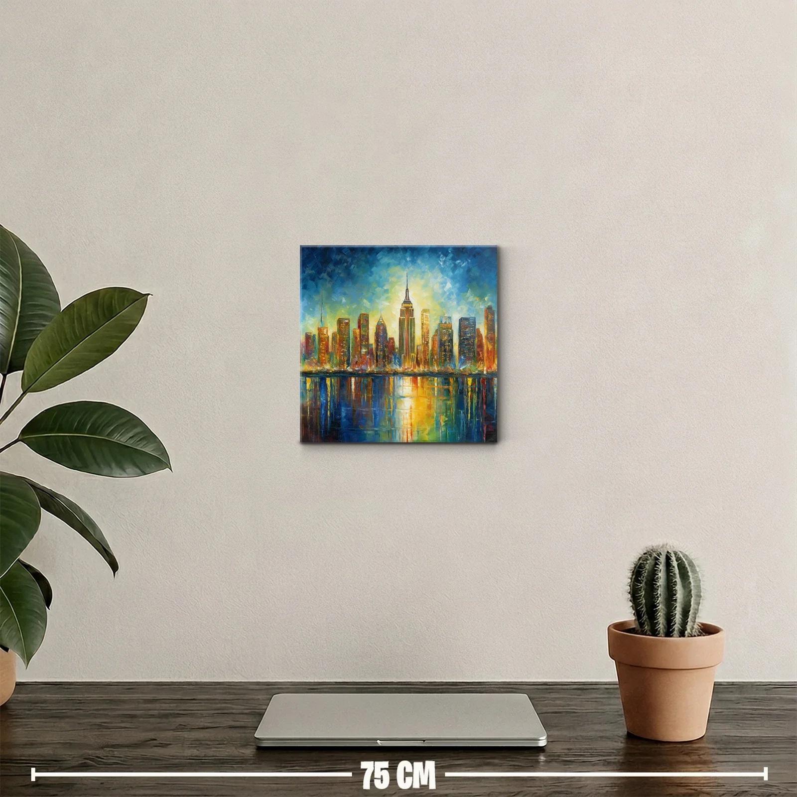 Atardecer vibrante sobre skyline urbano reflejado en el agua — miniatura 2