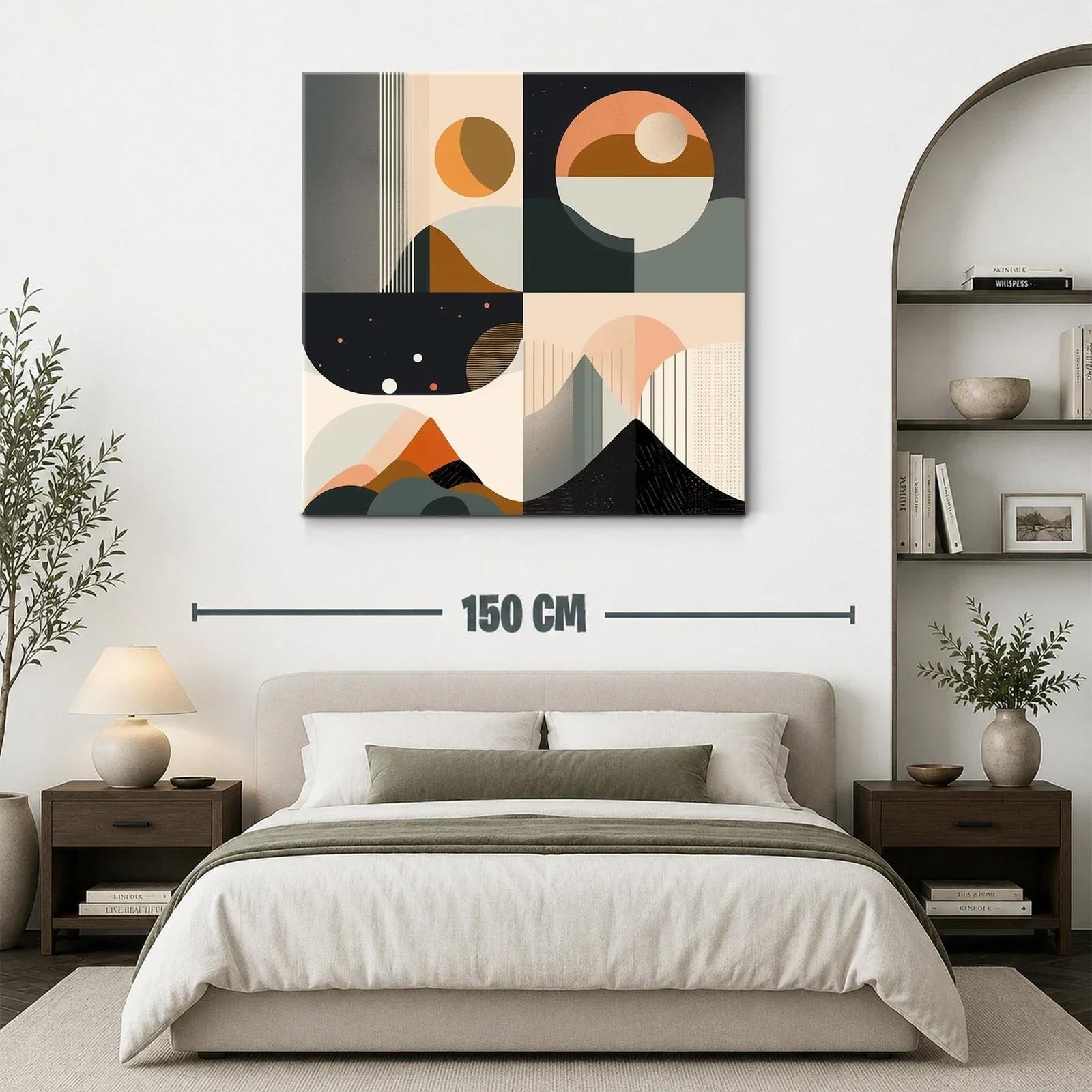 Cuadro abstracto con formas geométricas y tonos cálidos — miniatura 3