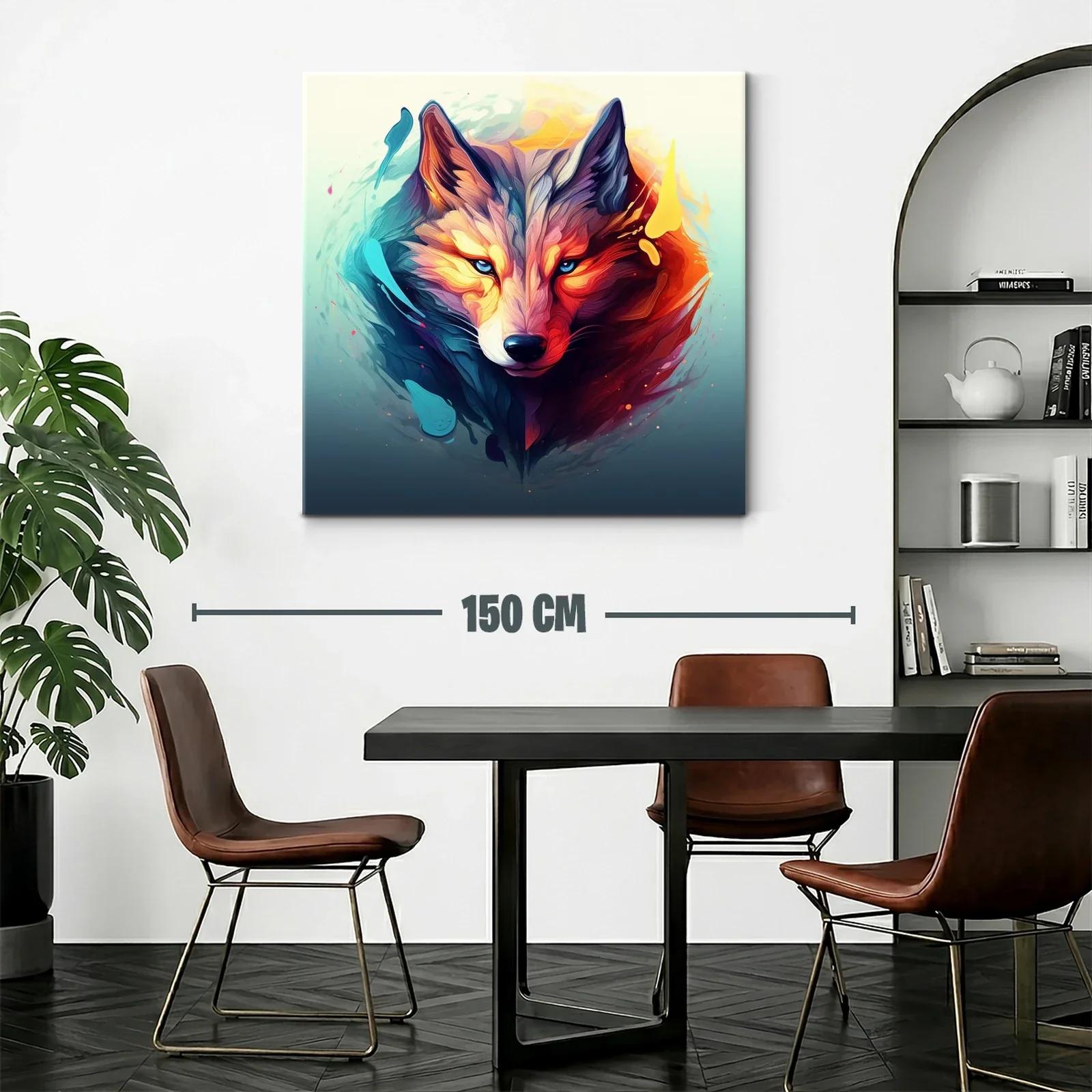 Retrato vibrante de lobo con contraste de fuego y hielo — miniatura 2