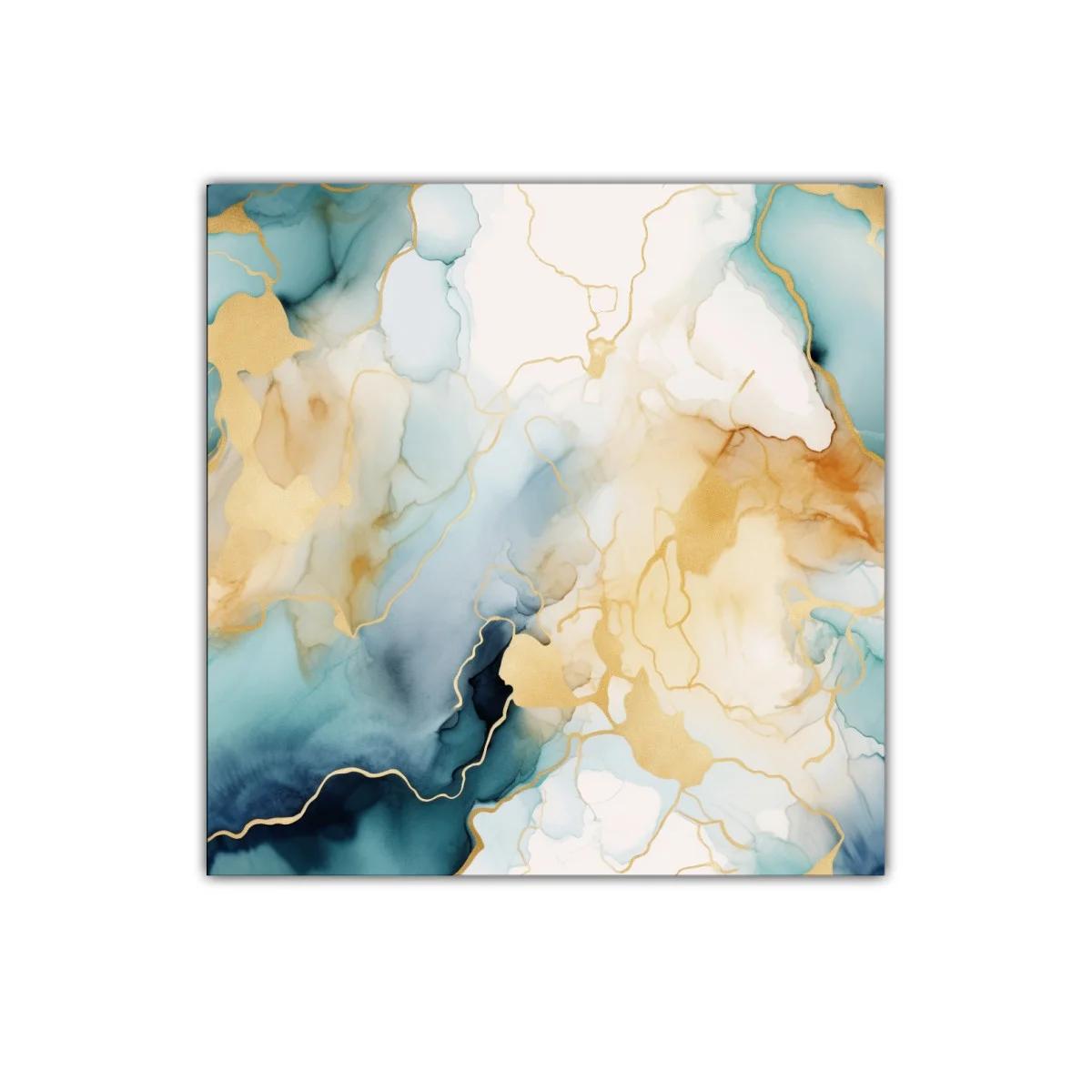 Arte abstracto con tonos dorados y azulados delicados — imagen principal