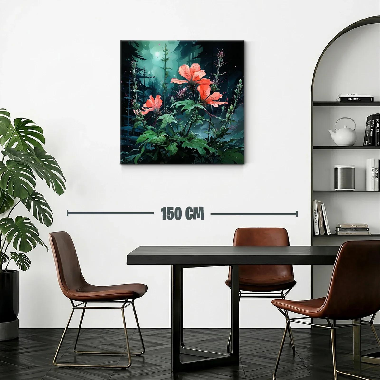 Exuberante jardín nocturno con flores iluminadas en tonos cálidos — miniatura 2