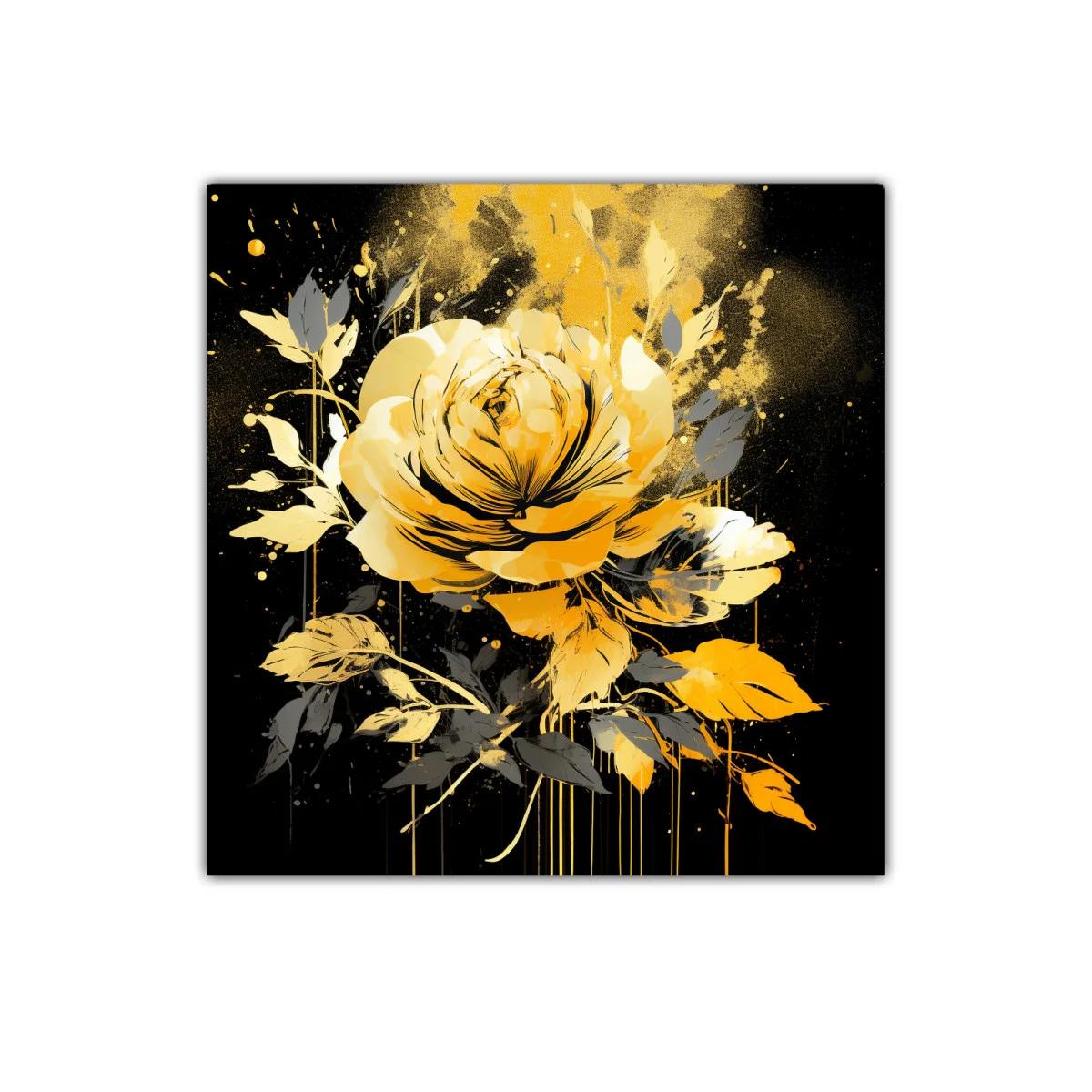 Rosa dorada sobre fondo negro con toque artístico moderno — imagen principal