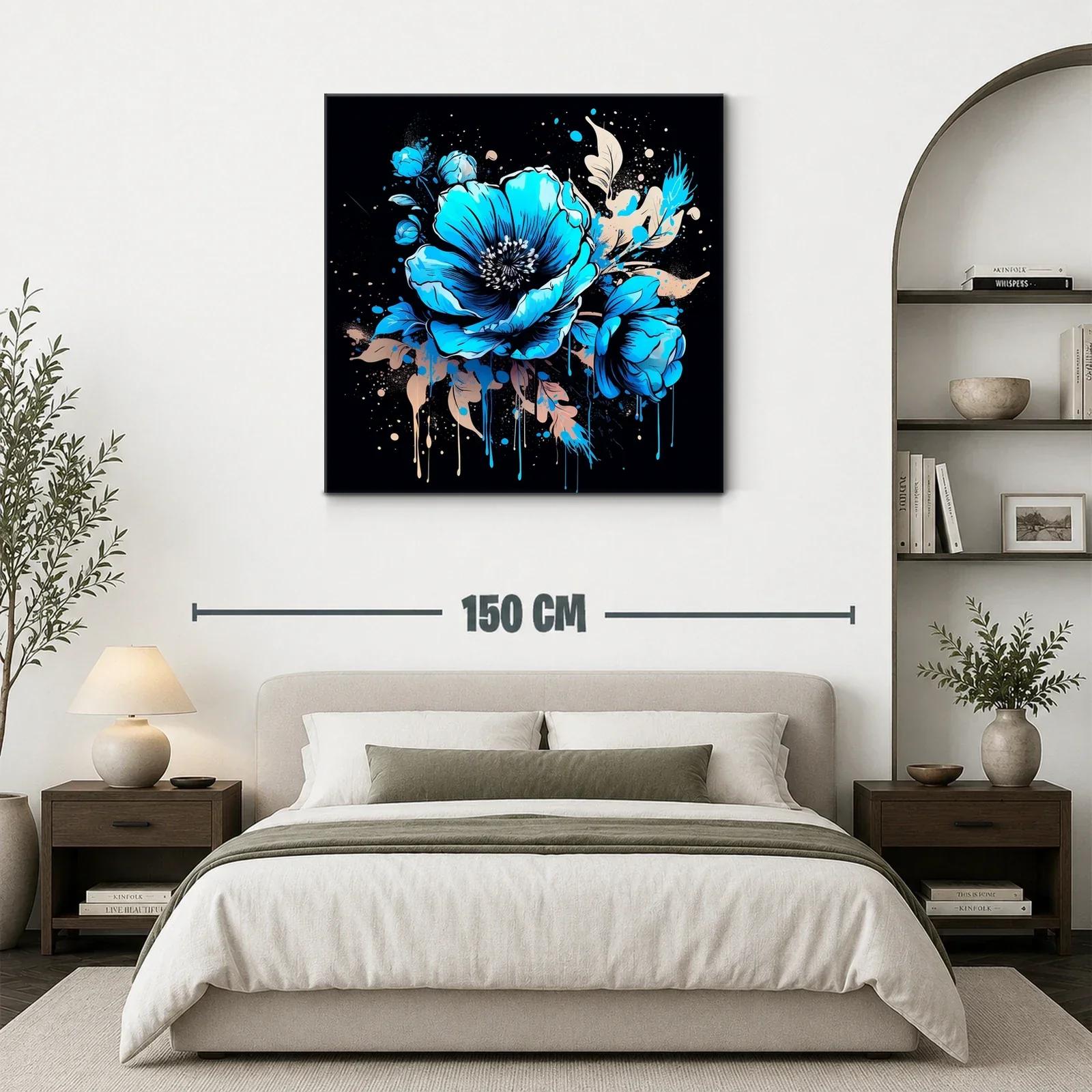 Flores vibrantes en tonos azules sobre fondo oscuro — miniatura 3