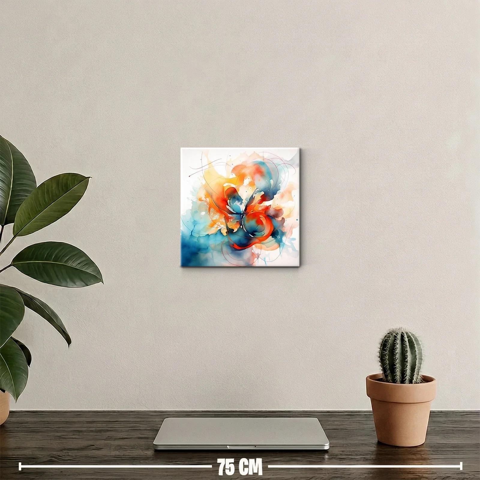 Composición abstracta en tonos cálidos y azules vibrantes — miniatura 2