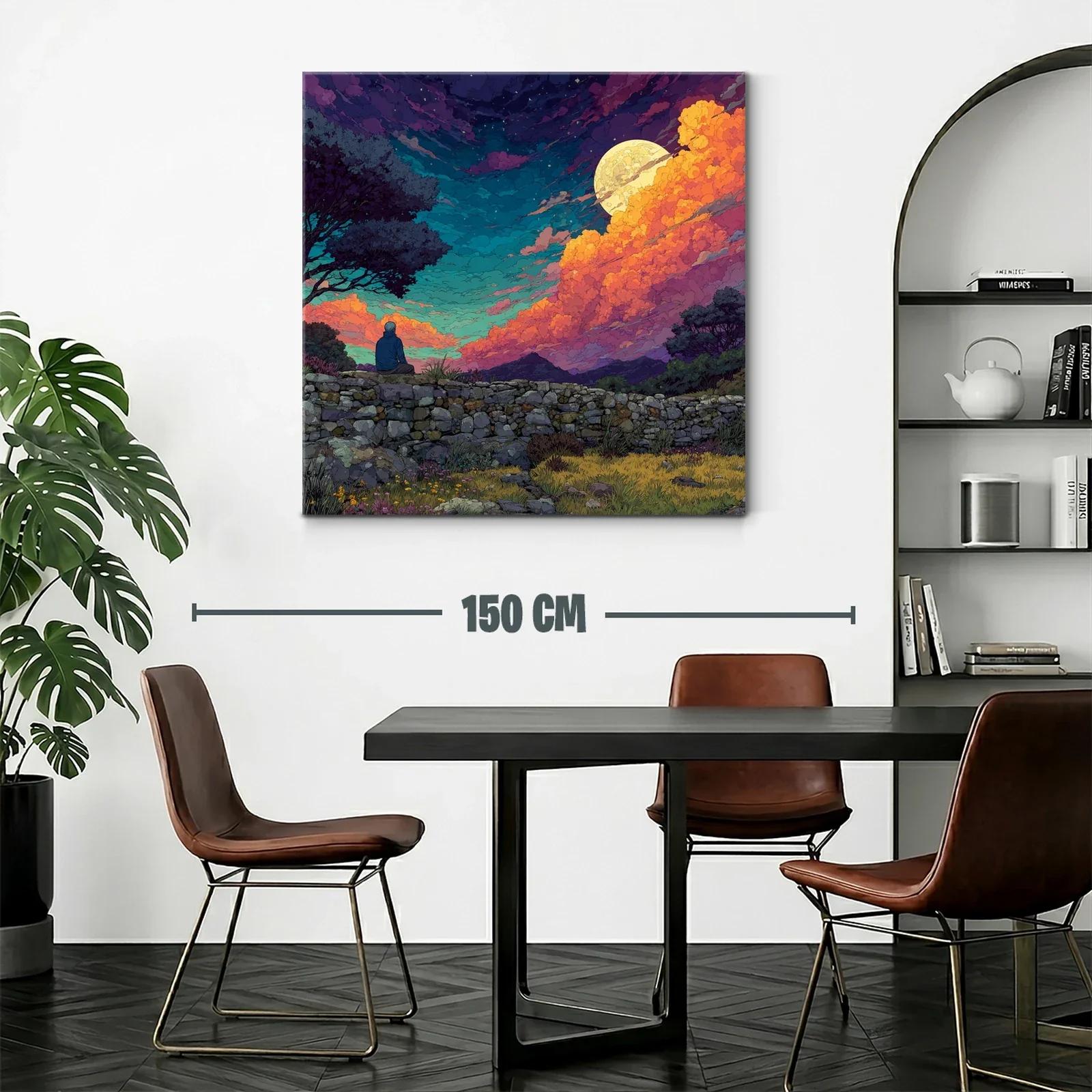 Paisaje nocturno con luna llena y cielo dramático — miniatura 2