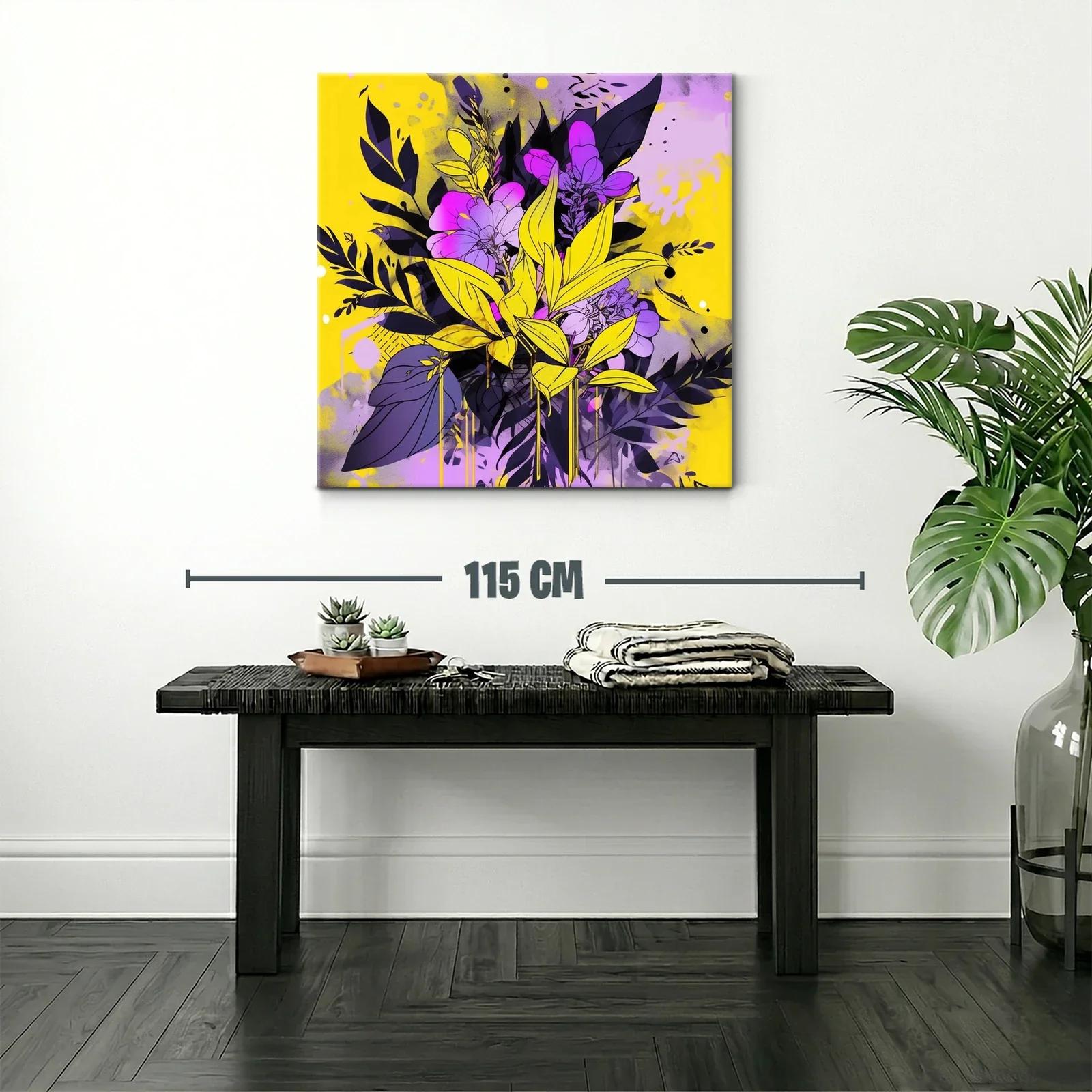 Composición floral vibrante en tonos violetas y amarillos — miniatura 2