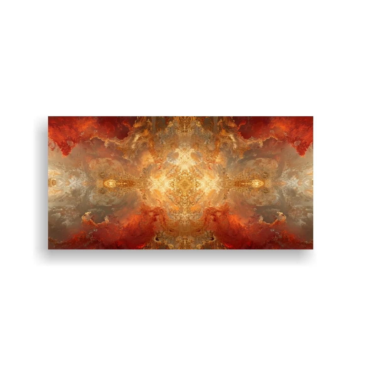 Cuadro mandala luminosa con núcleo brillante y tonos ámbar