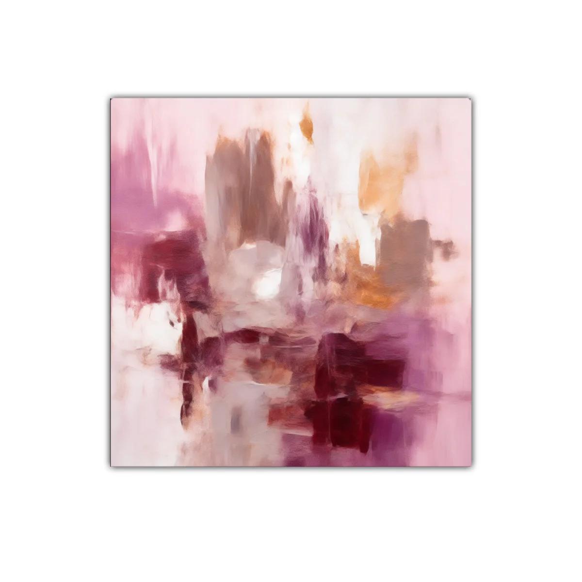 Cuadro abstracto en tonos rosas y ocres para decoración moderna