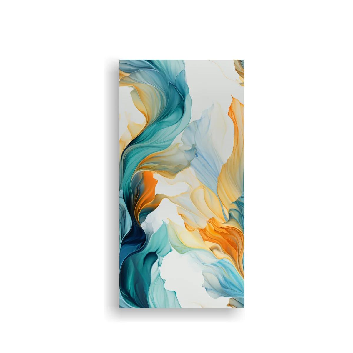 Cuadro formas fluidas abstractas con acentos anaranjados