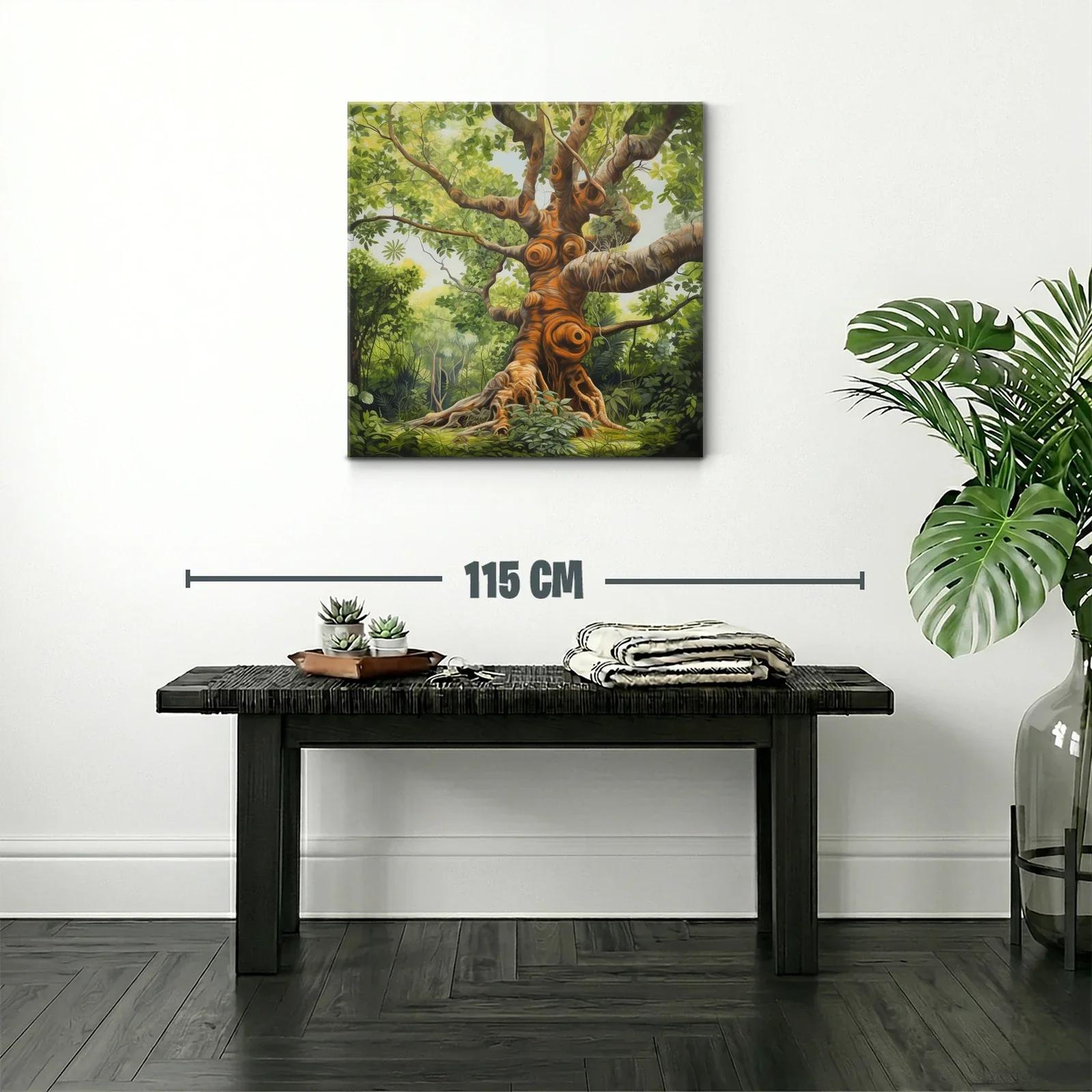 Majestuoso árbol en bosque verde y luces cálidas — miniatura 2
