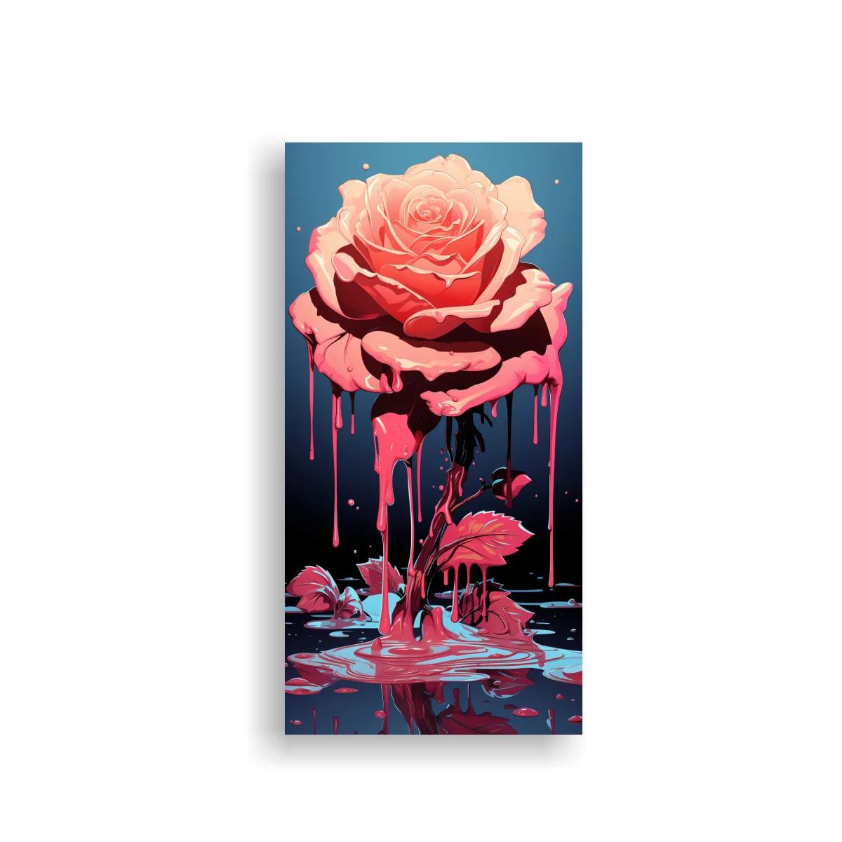 Cuadro rosa rosa con pintura goteando