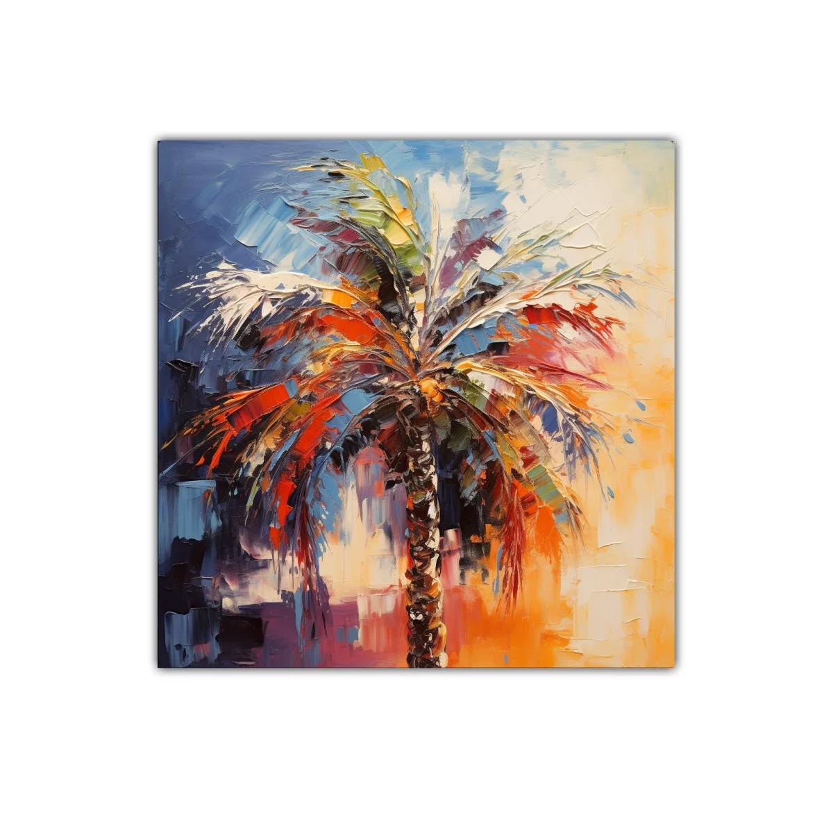 Cuadro colorido con palmera vibrante y energética