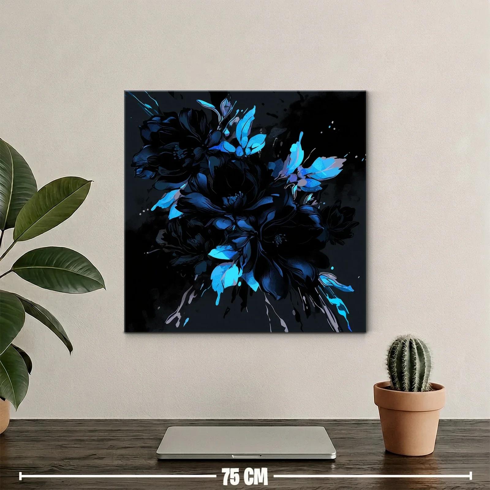 Elegancia floral en tonos oscuros y azules vibrantes — miniatura 2