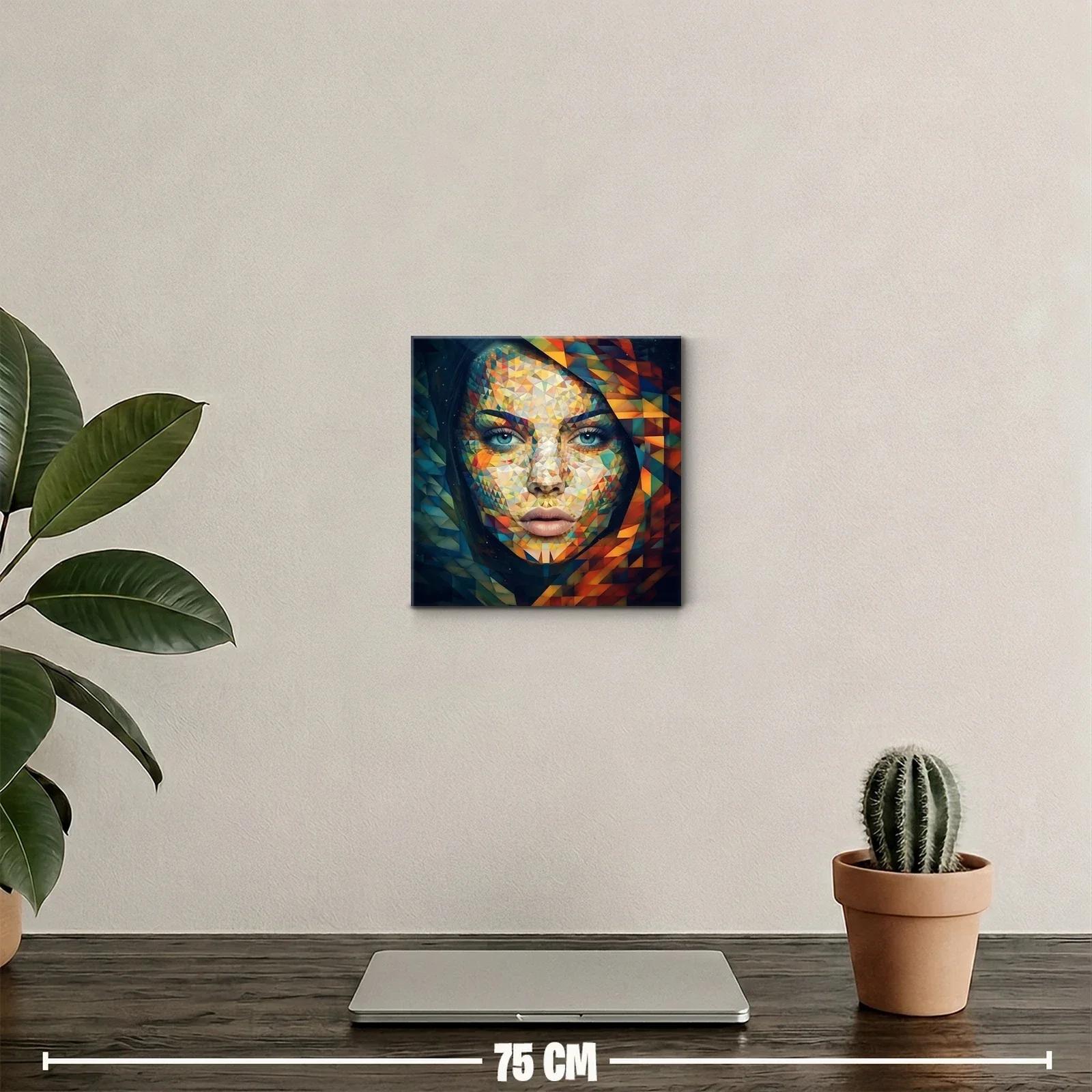 Rostro femenino colorido con diseño geométrico vibrante — miniatura 2