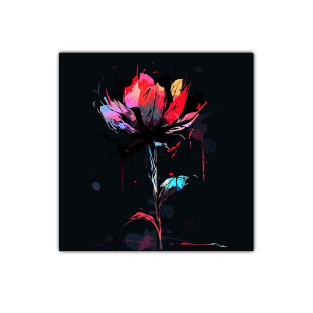 Flor vibrante con tonos intensos sobre fondo oscuro