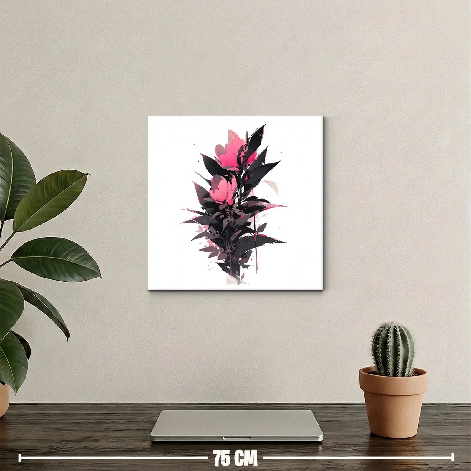 Cuadro floral con rosas en tonos fucsia y negro — miniatura 2